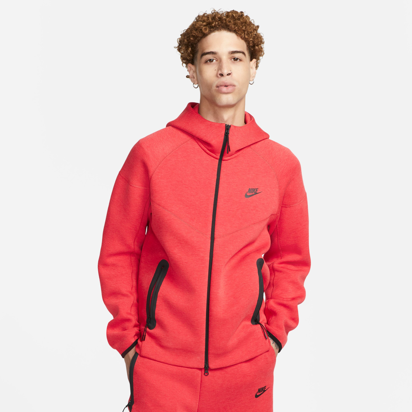 Nike Tech Fleece Tracksuit Sportswear Melange Red Black KNVBshop