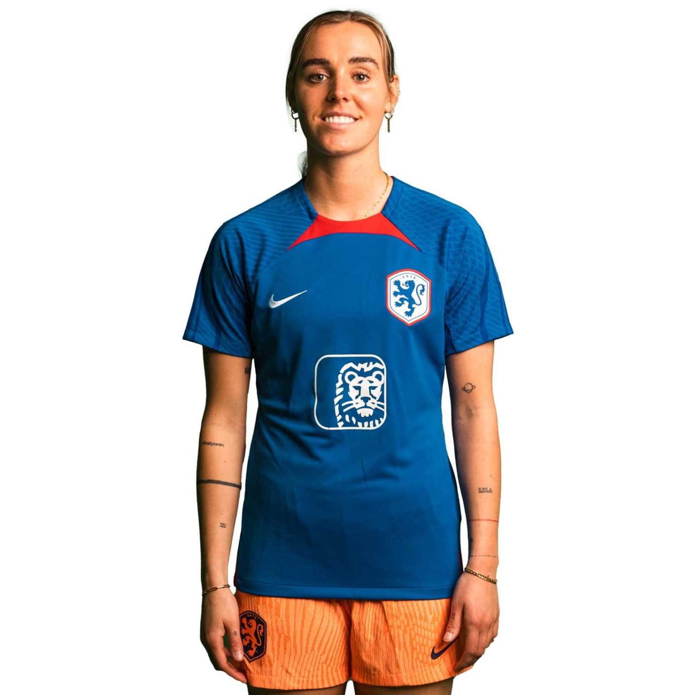 Nike Nederland Strike Trainingsshirt 2023-2025 Dames Blauw Rood Wit