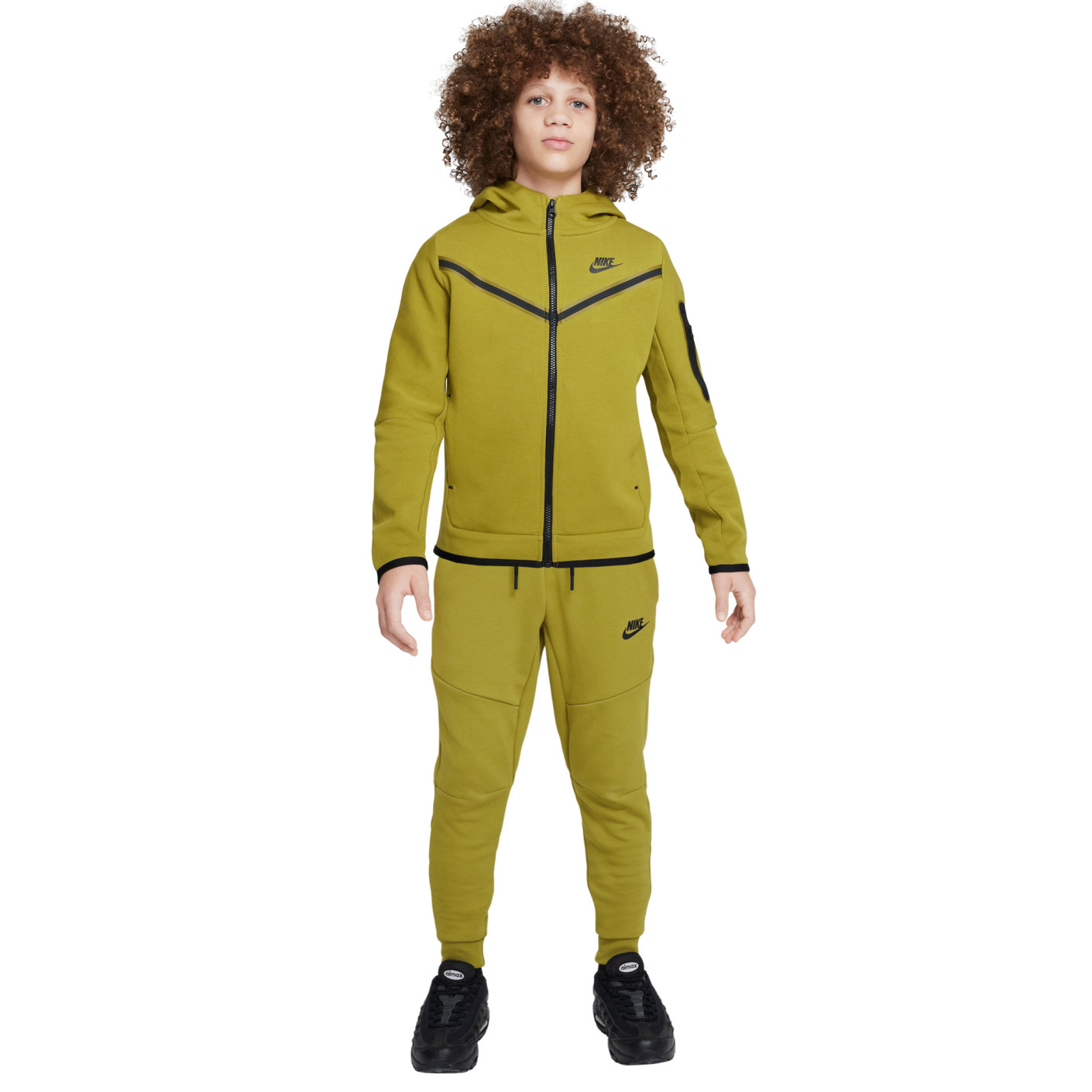 Nike Tech Fleece Tracksuit Kids Olive Green Black