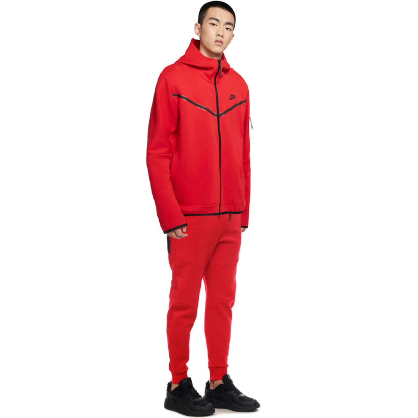 Nike Trainingspak Tech Fleece Rood Zwart Zwart