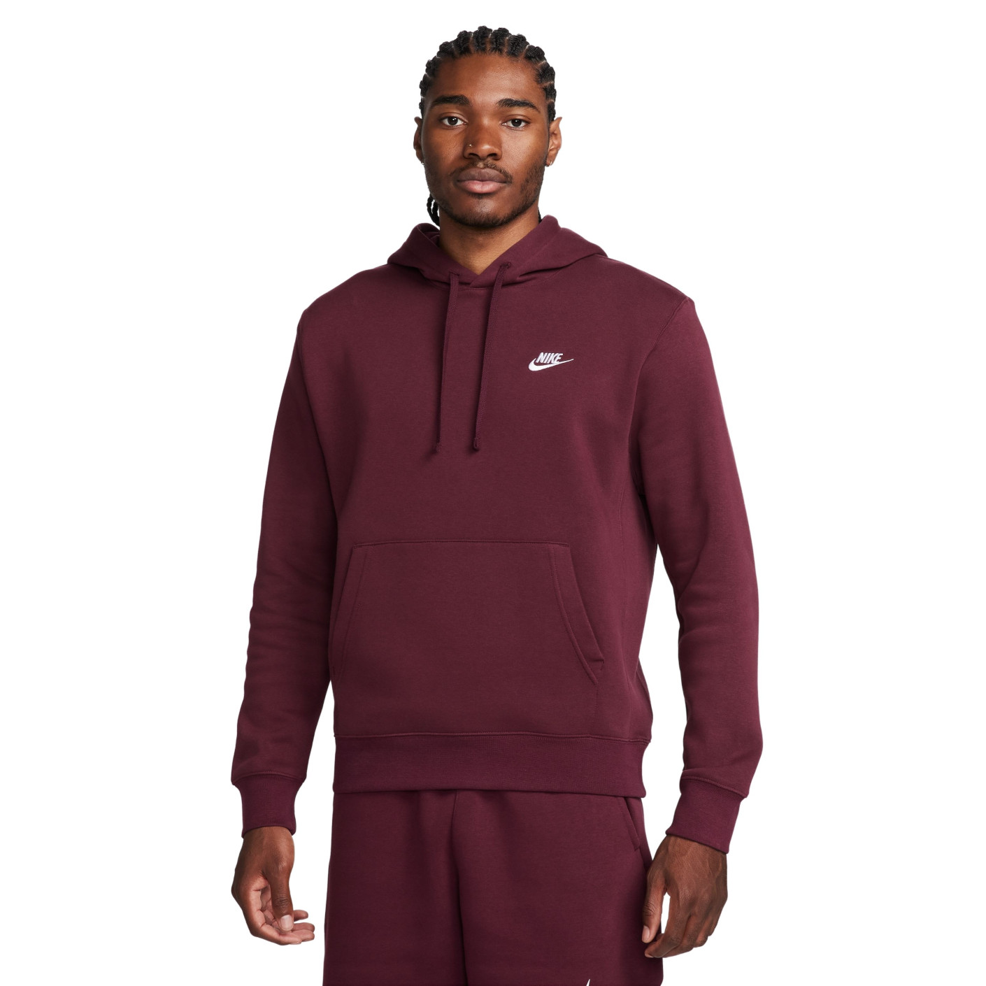 Nike Sportswear Club Hoodie Fleece Dark Red White