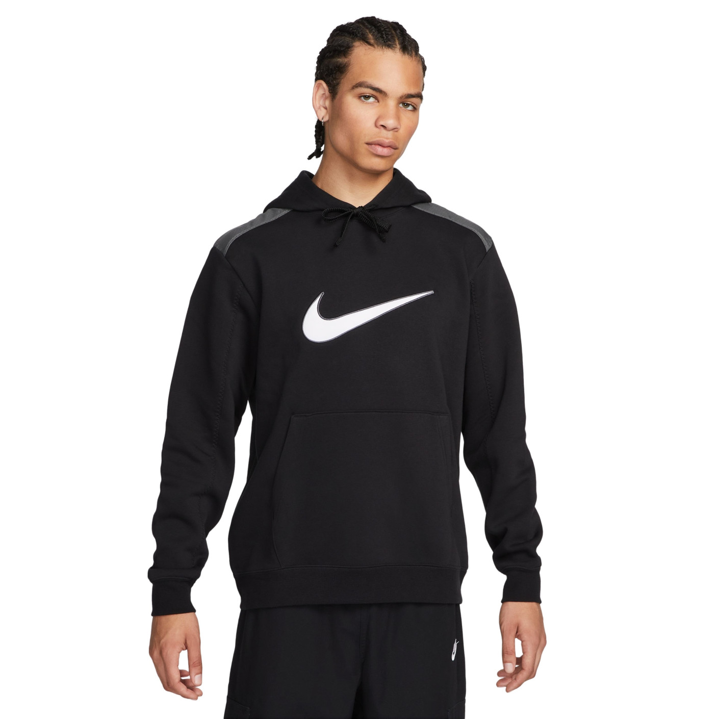 Nike Sportswear Hoodie Fleece Black White Grey
