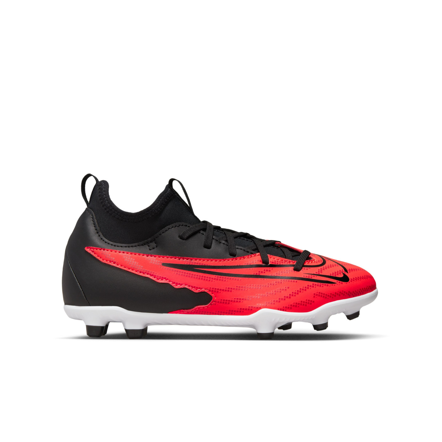 Nike Phantom GX DF Club Gras / Kunstgras Voetbalschoenen (MG) Kids Felrood Zwart Wit