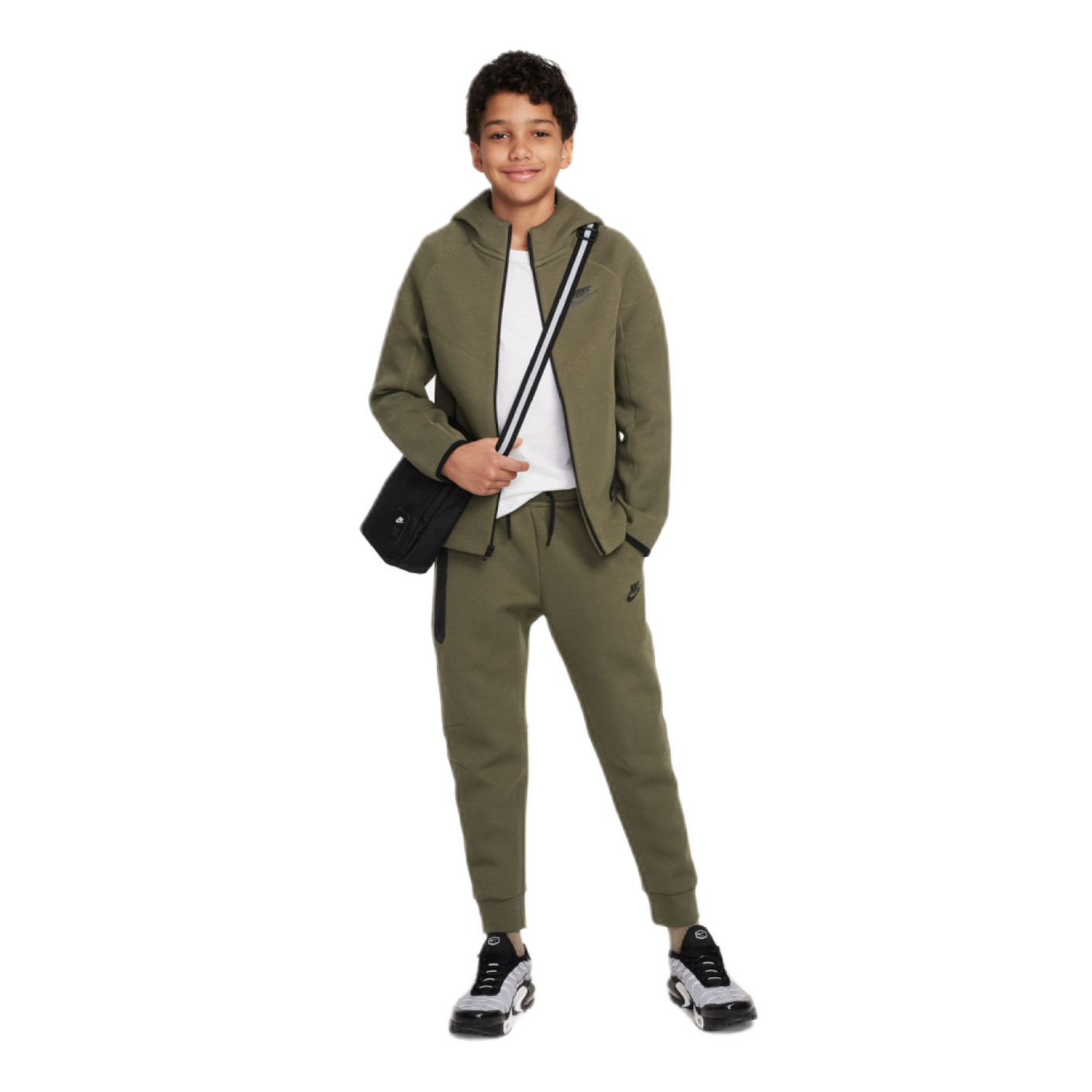 Nike Tech Fleece Tracksuit Sportswear Kids Olive Green Black