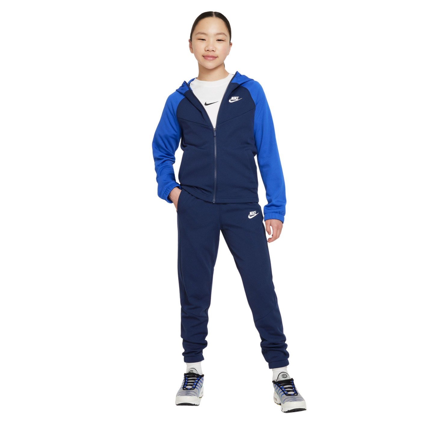 Nike Sportswear Poly Tracksuit Full-Zip Hooded Kids Dark Blue Blue White
