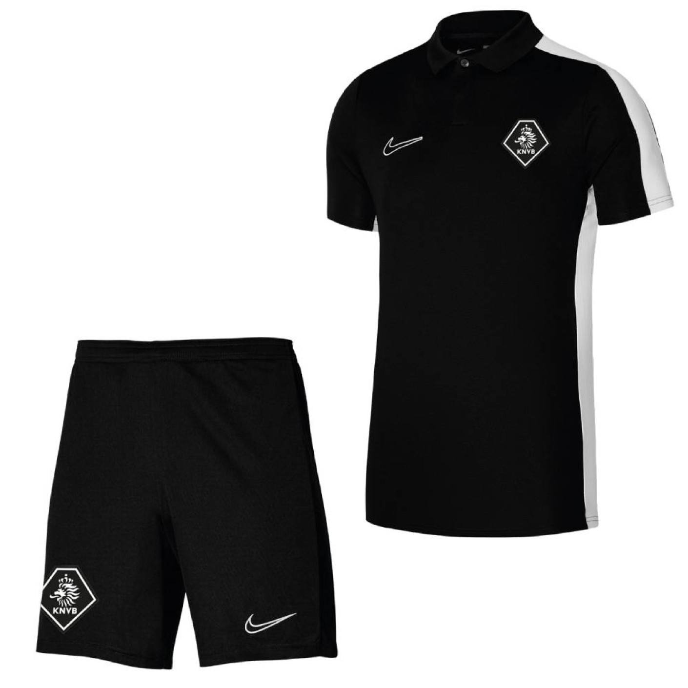 Nike KNVB Staff Polo Trainingsset Heren Zwart Wit