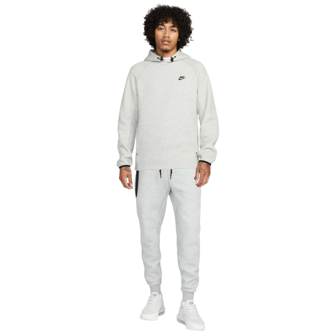 Nike Tech Fleece Tracksuit Hooded Sportswear Light Grey Black