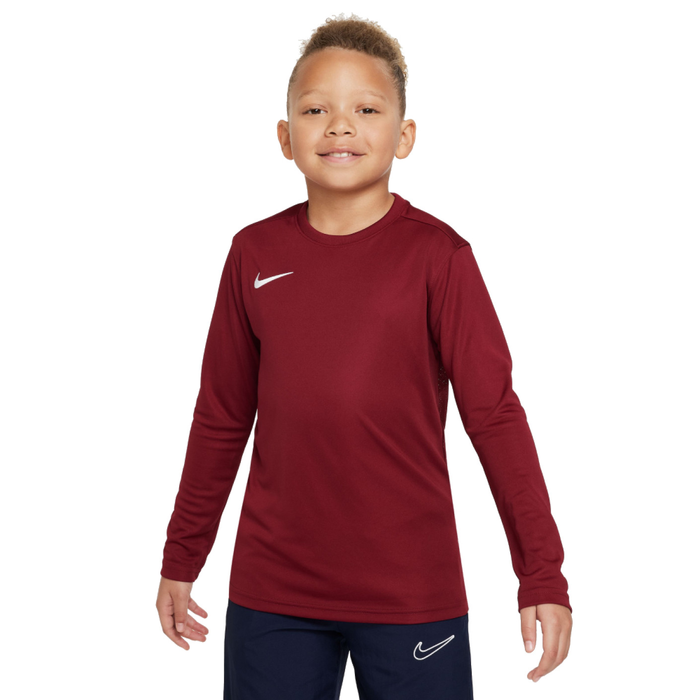 Nike Park VII Kids Long Sleeve Football Shirt Dark Red White