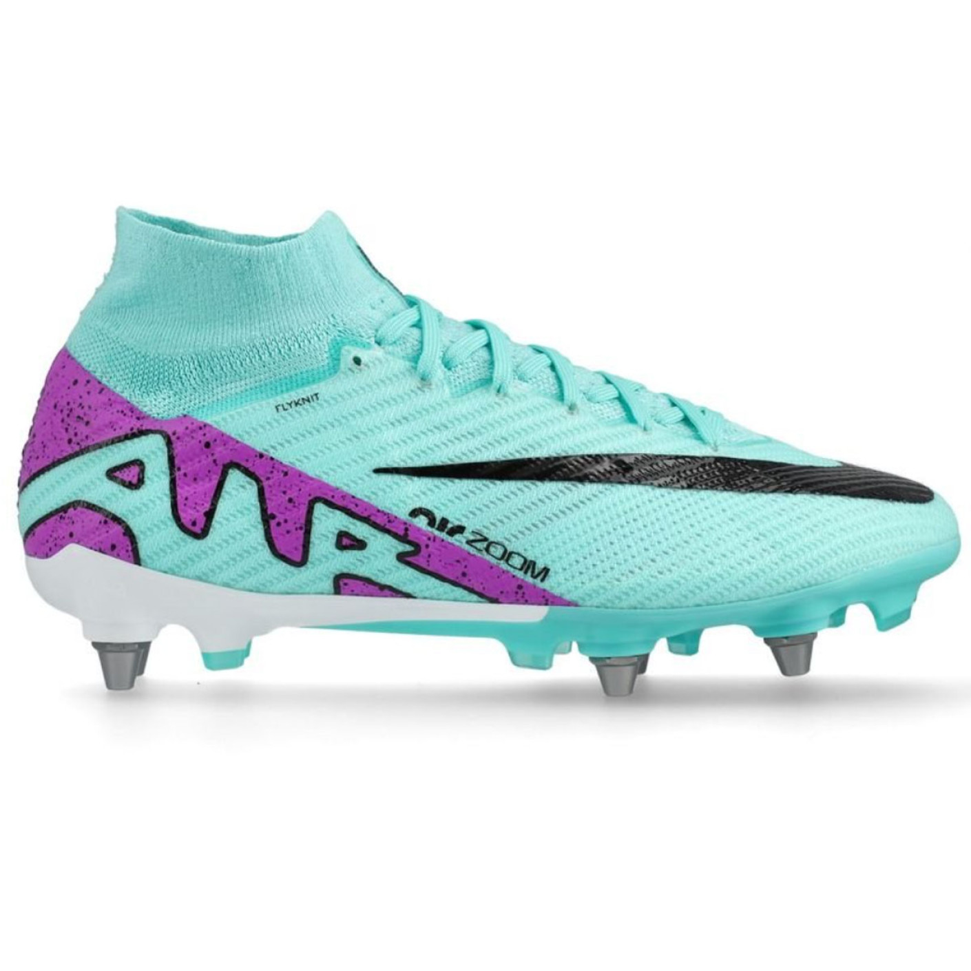 Nike Zoom Mercurial Superfly 9 Elite Iron Nop Football Shoes (SG) Pro Player Turquoise Purple