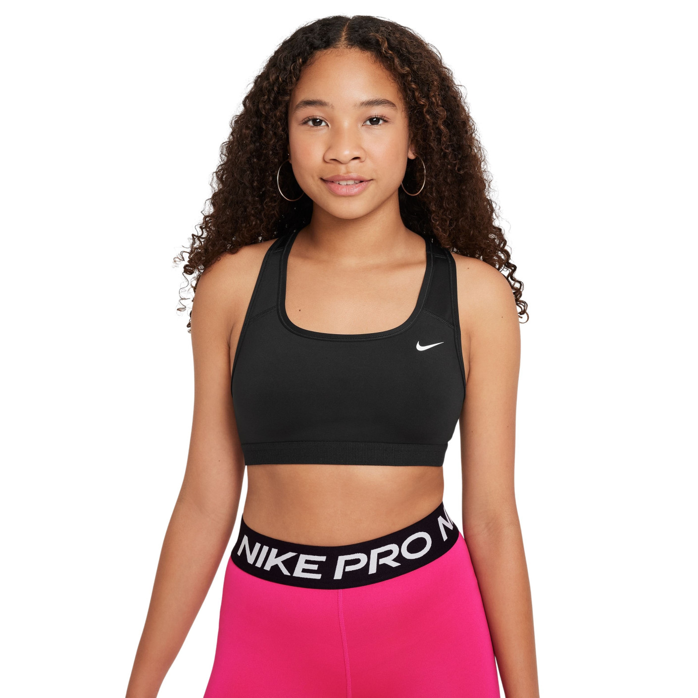 Nike Swoosh Girls' Black White Sports Bra