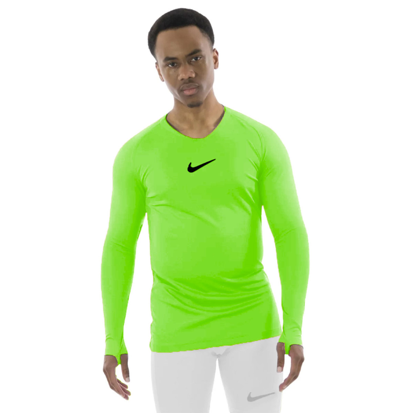 Nike Dri-Fit Park Long Sleeve Base Layer Volt Green Black