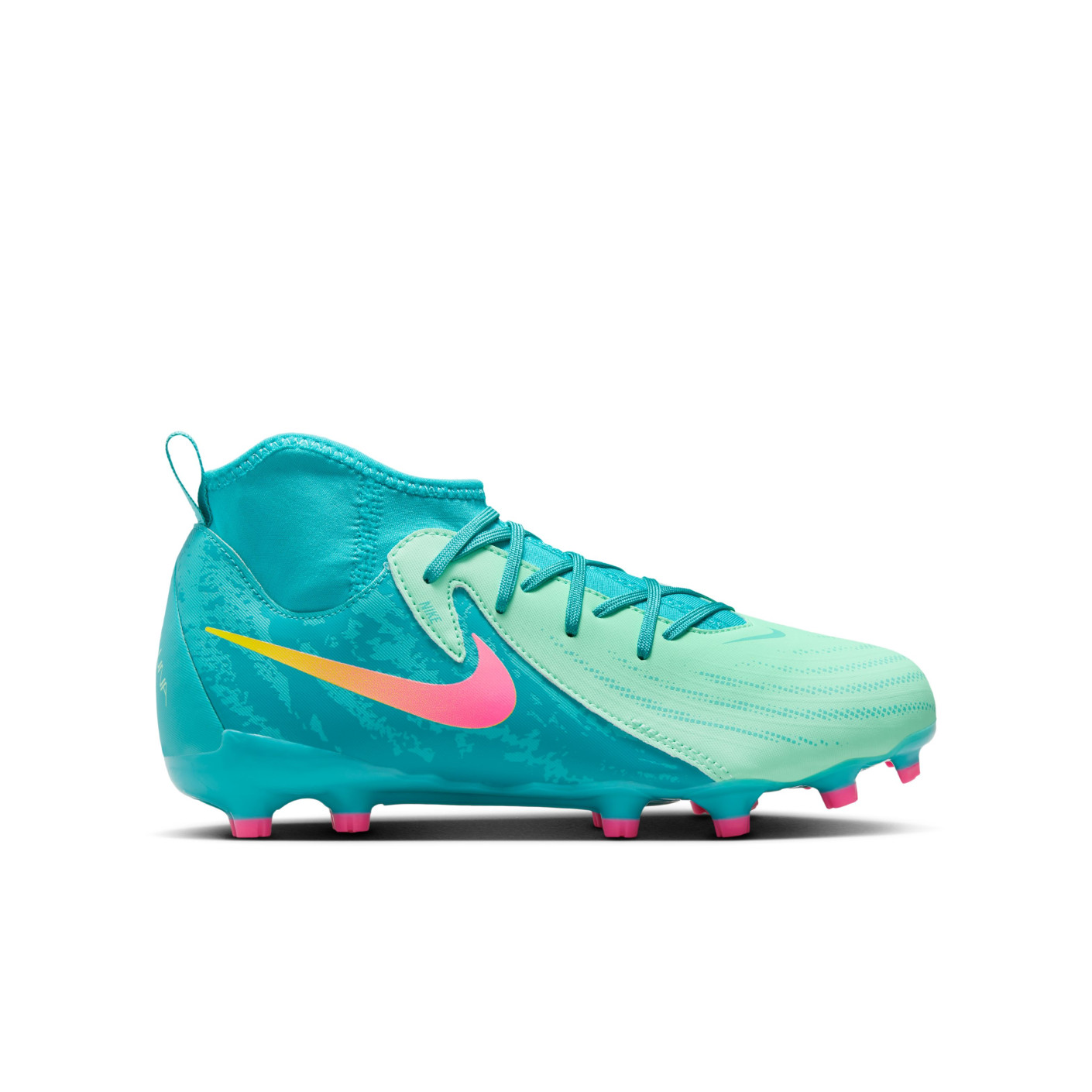 Nike Phantom Luna II Vortex Academy Gras / Kunstgras Voetbalschoenen (MG) Kids Lichtblauw Lichtgroen