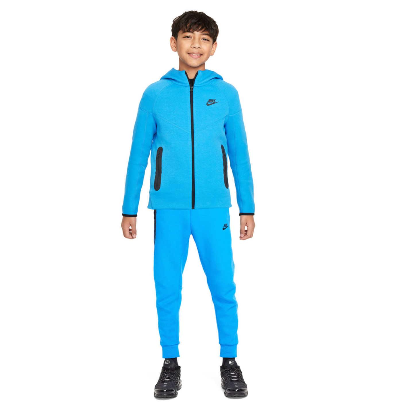 Nike Tech Fleece Trainingspak Sportswear Kids Blauw Zwart