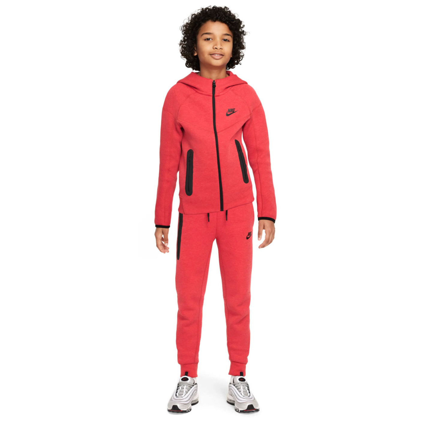 Nike Tech Fleece Trainingspak Sportswear Kids Rood Zwart