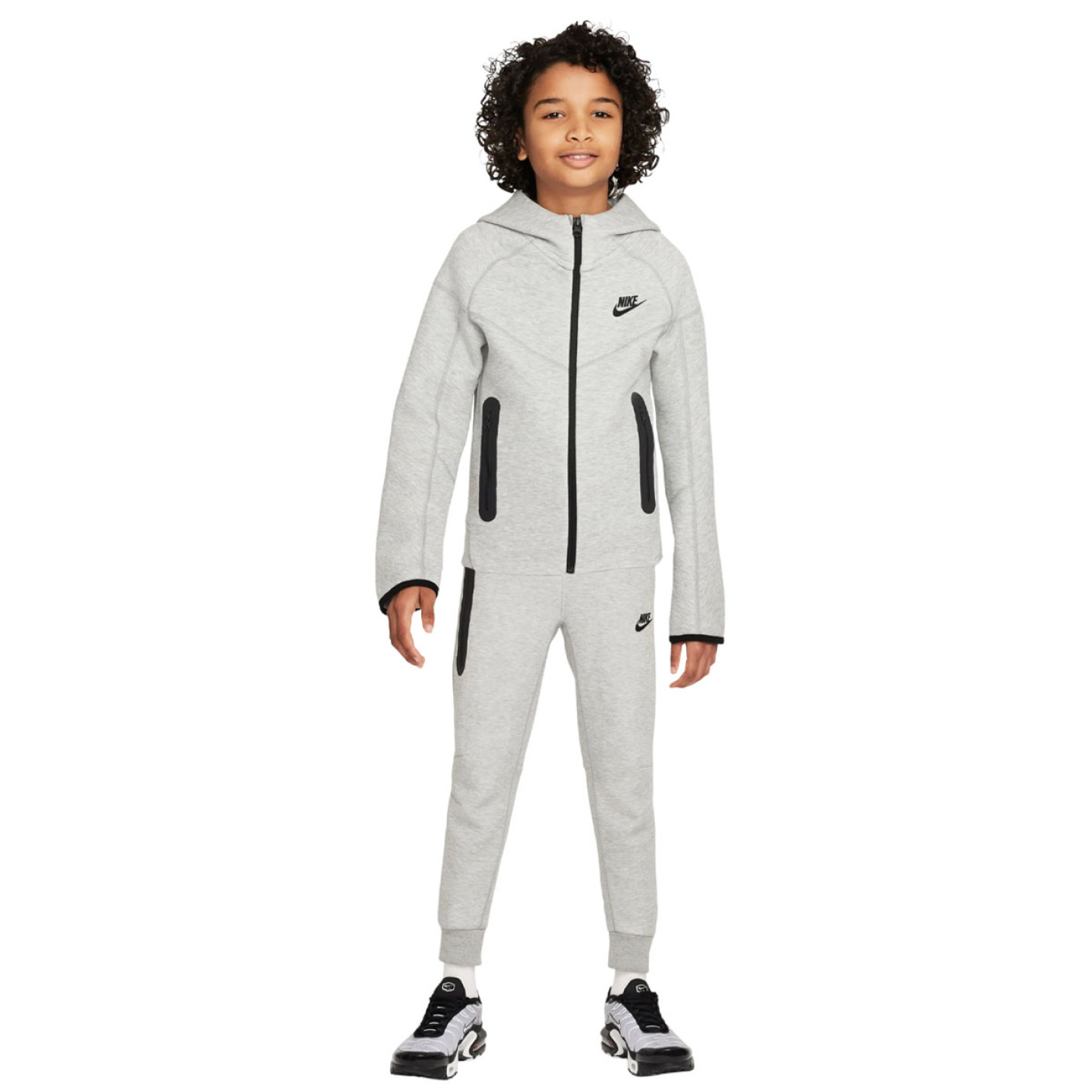 Nike Tech Fleece Tracksuit Sportswear Kids Light Grey Black