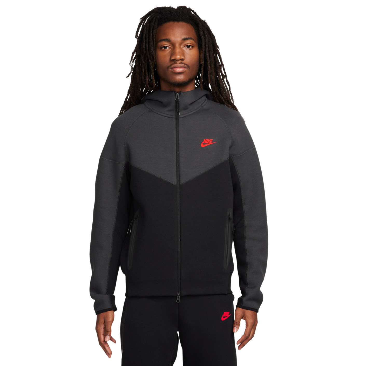 Nike Tech Fleece Vest Sportswear Zwart Grijs Felrood