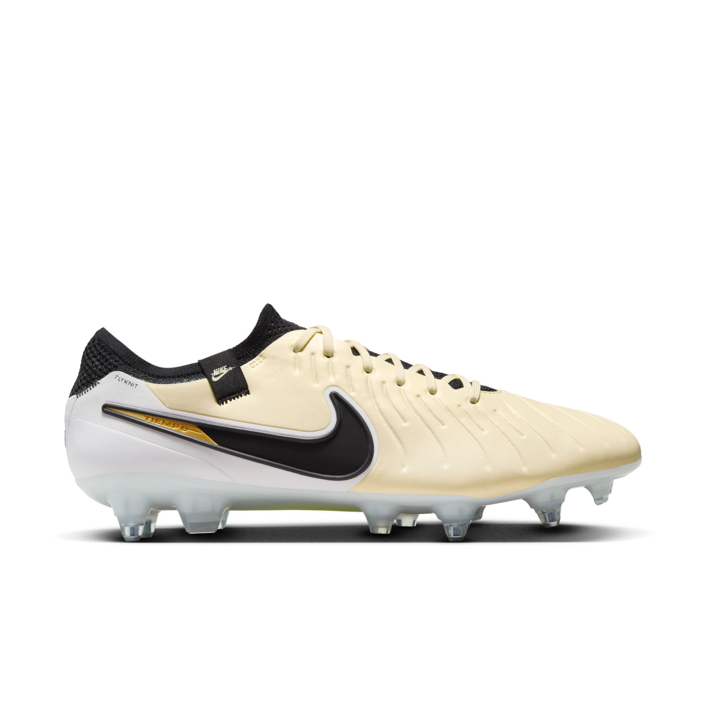 Nike Tiempo Legend 10 Elite Iron-Nop Football Shoes (SG) Anti-Clog Yellow White Black Gold