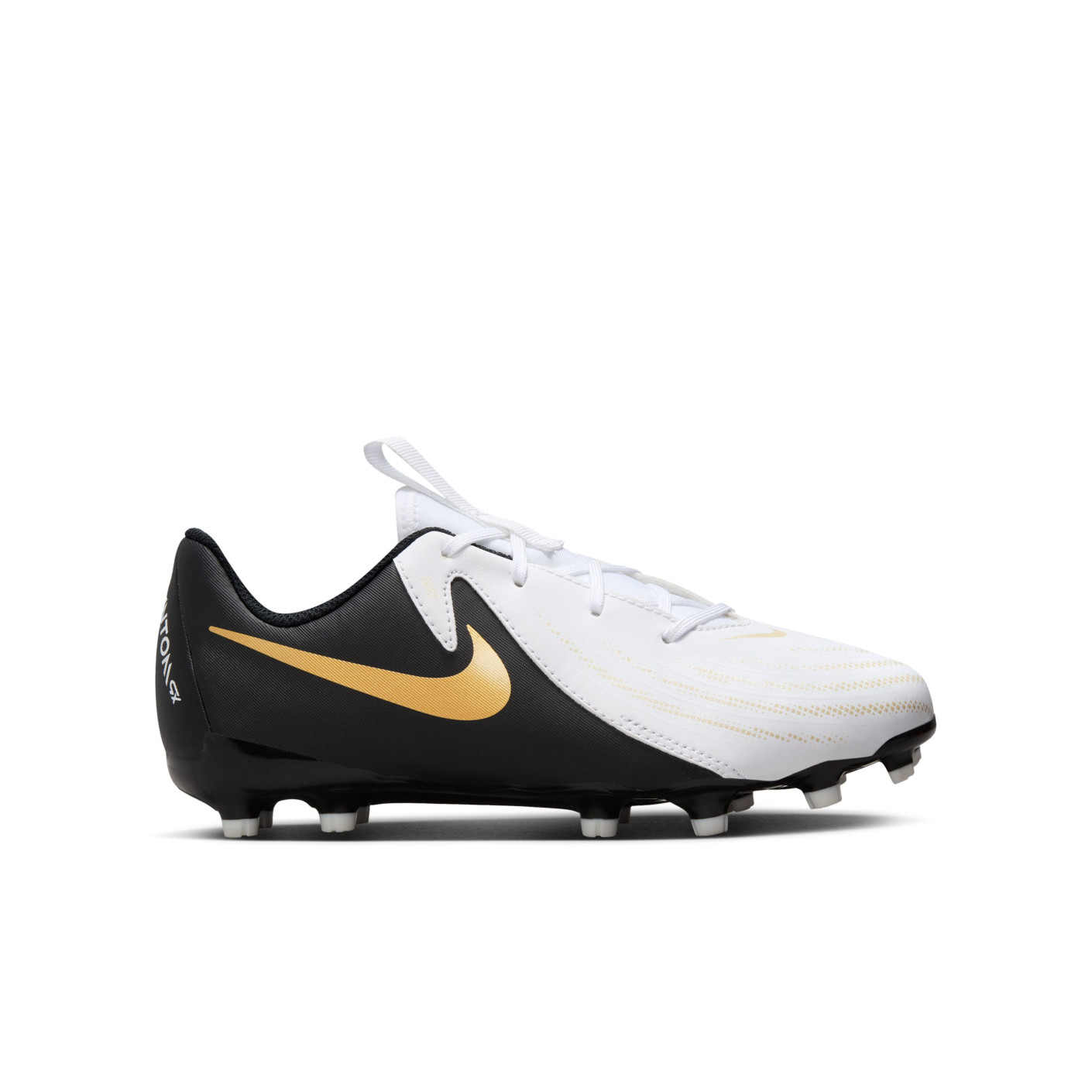 Nike Phantom GX II Academy Mad Ready Gras / Kunstgras Voetbalschoenen (MG) Kids Zwart Gebroken Wit Goud