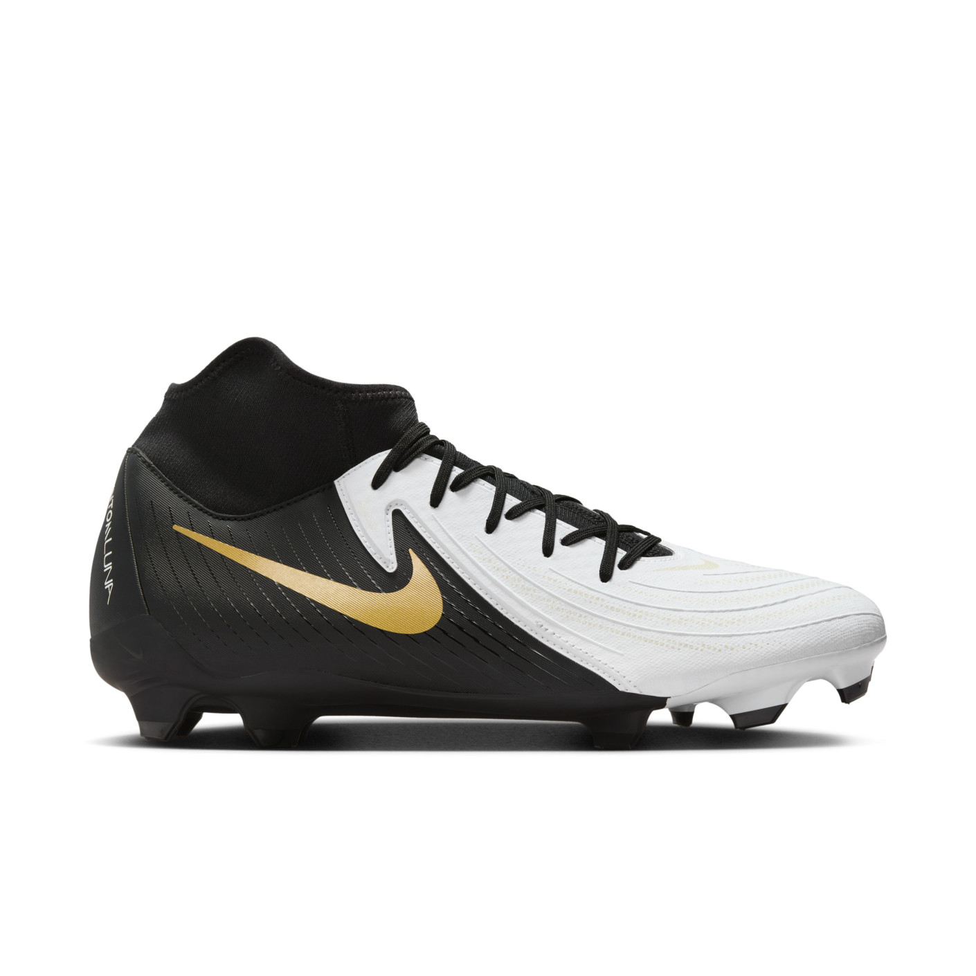 Nike Phantom Luna II Academy Gras / Kunstgras Voetbalschoenen (MG) Zwart Gebroken Wit Goud