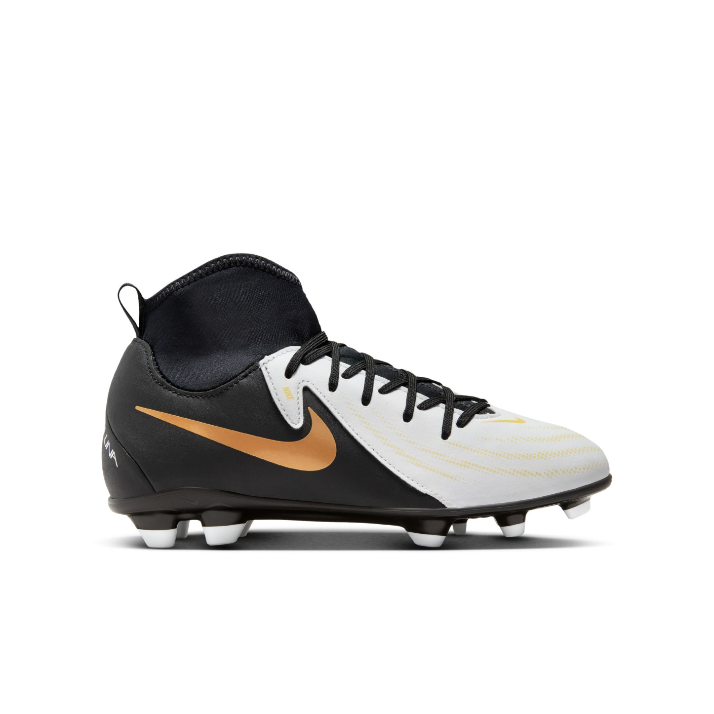 Nike Phantom Luna II Club Gras / Kunstgras Voetbalschoenen (MG) Kids Zwart Gebroken Wit Goud