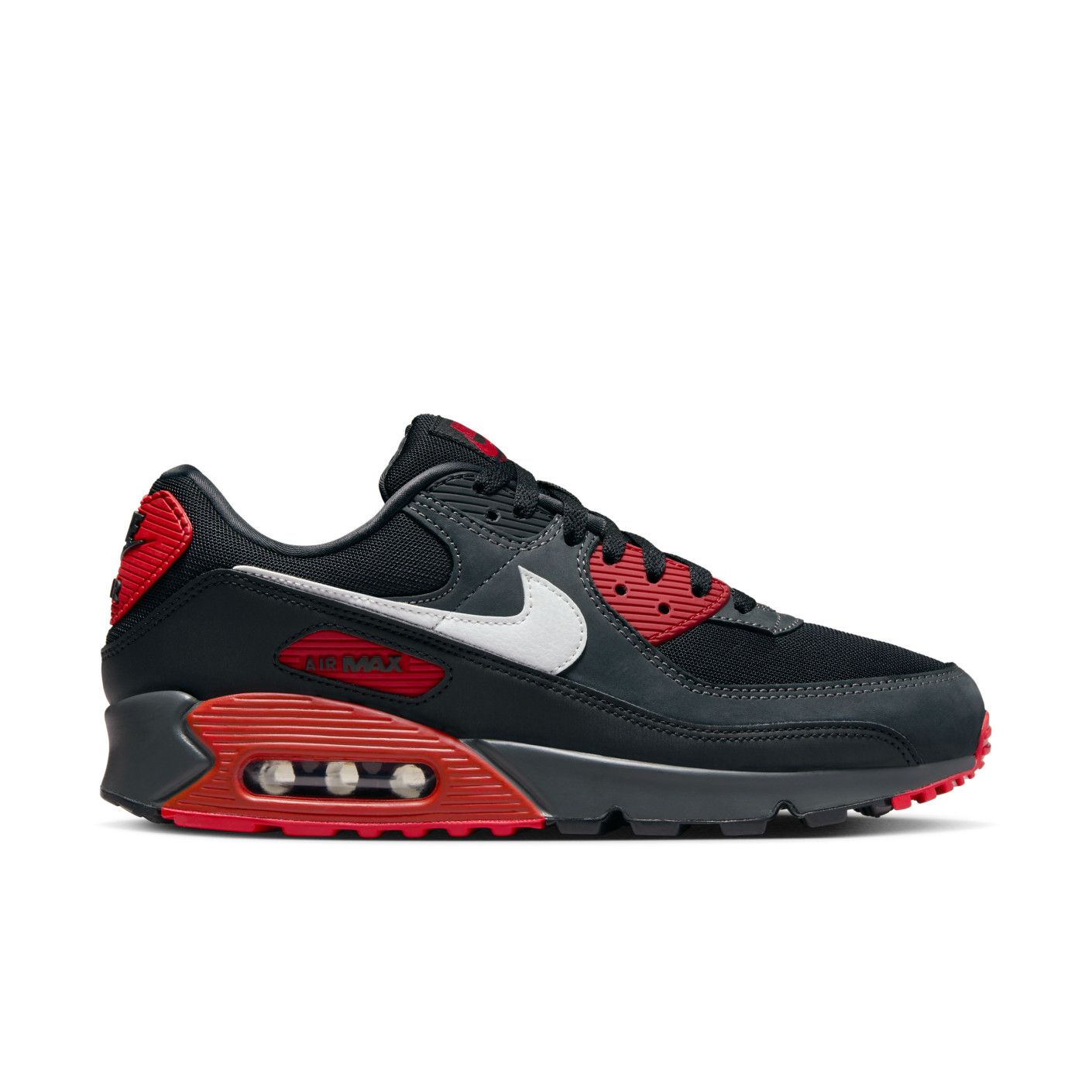 Nike Air Max 90 Sneakers Black Dark Grey White Red