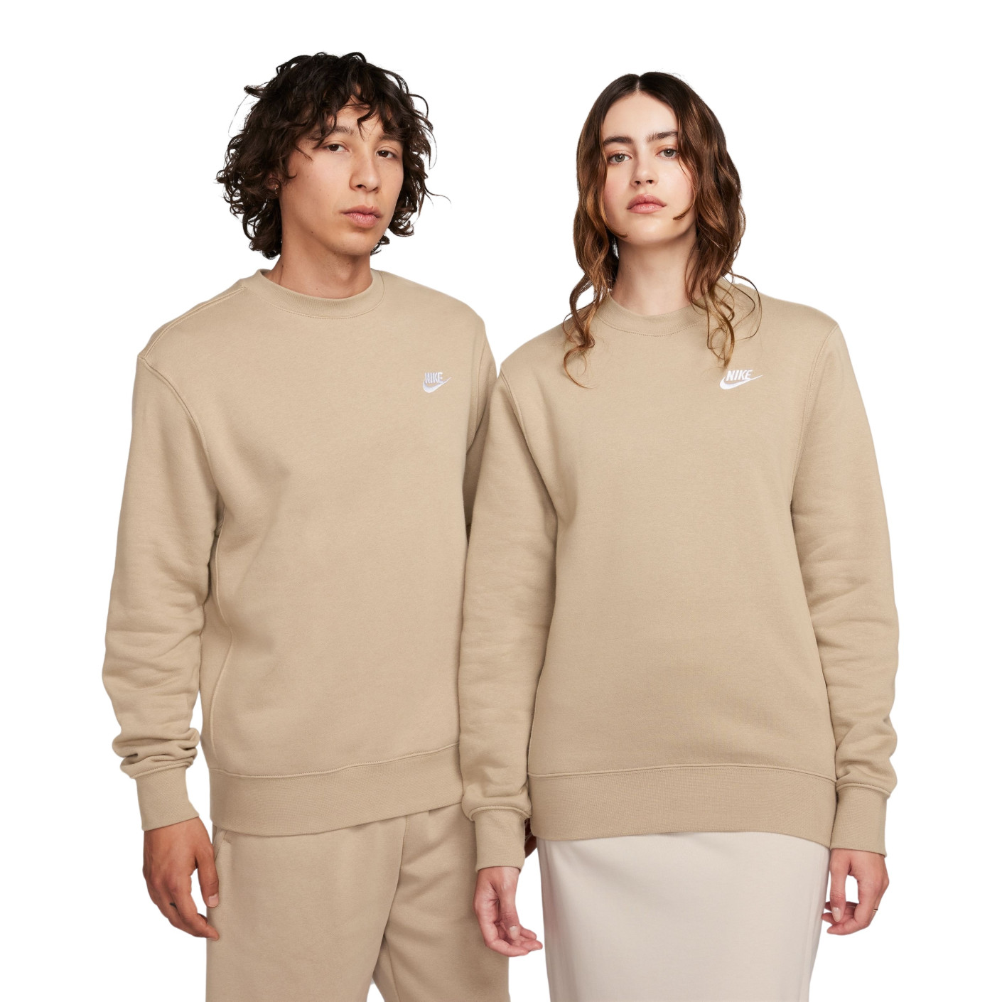 Nike Sportswear Club Crew Sweater Fleece Light Brown White