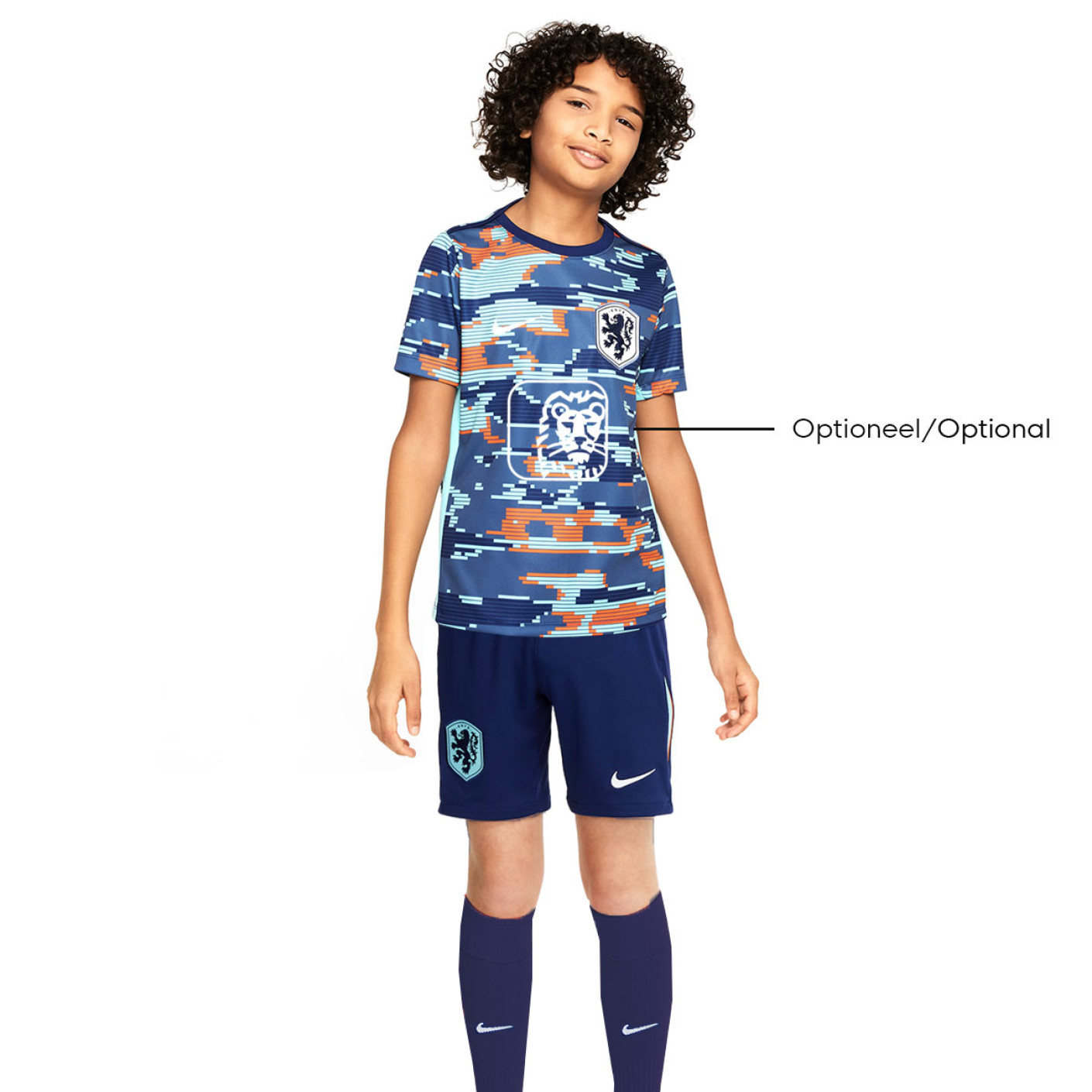 Nike Nederlands Elftal Pre-Match Wedstrijdtenue Uit 2024-2026 Kids Blauw Wit