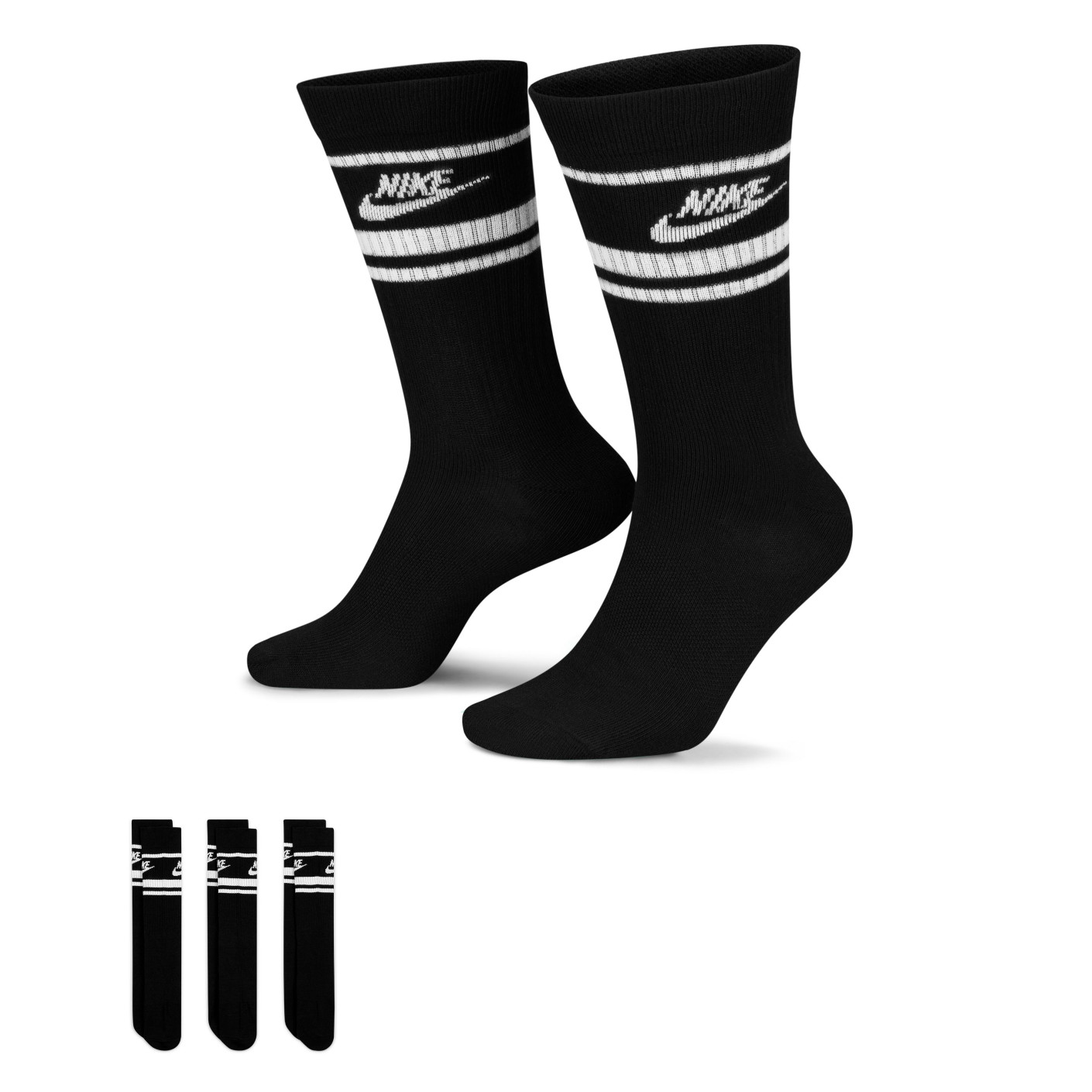 Nike Essential Everyday Sports Socks 3-Pack Black White