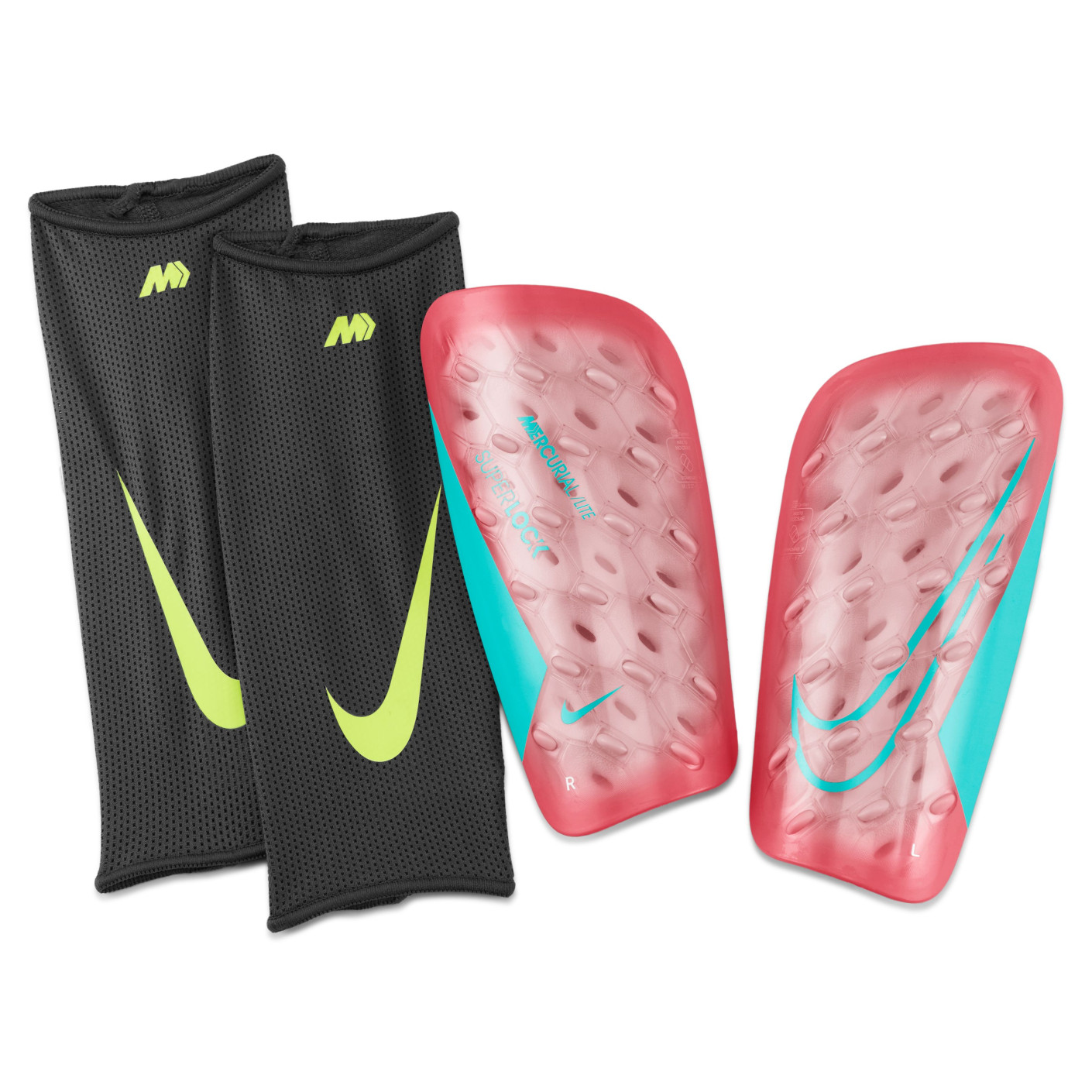 Nike Mercurial Superlock Lite Shin Guards Red Turquoise