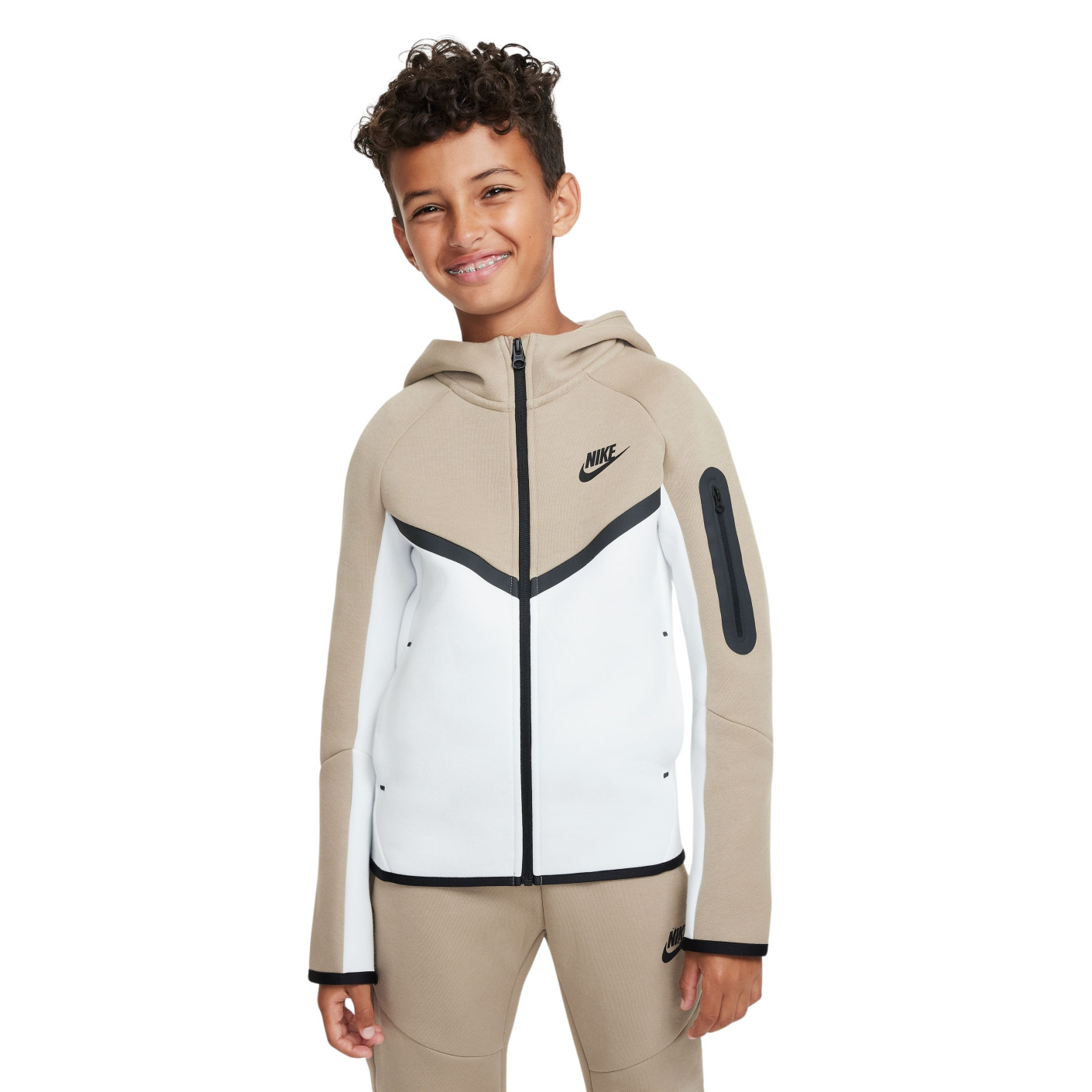 Nike Tech Fleece Vest Sportswear Kids Beige Wit Zwart