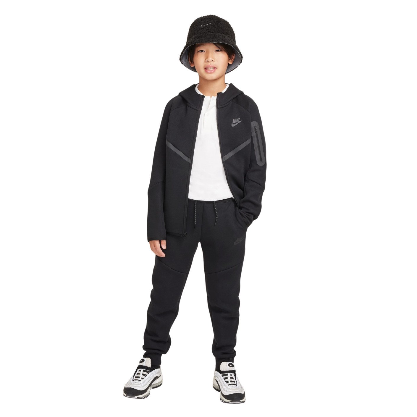 Nike Tech Fleece Trainingspak Sportswear Kids Zwart Donkergrijs