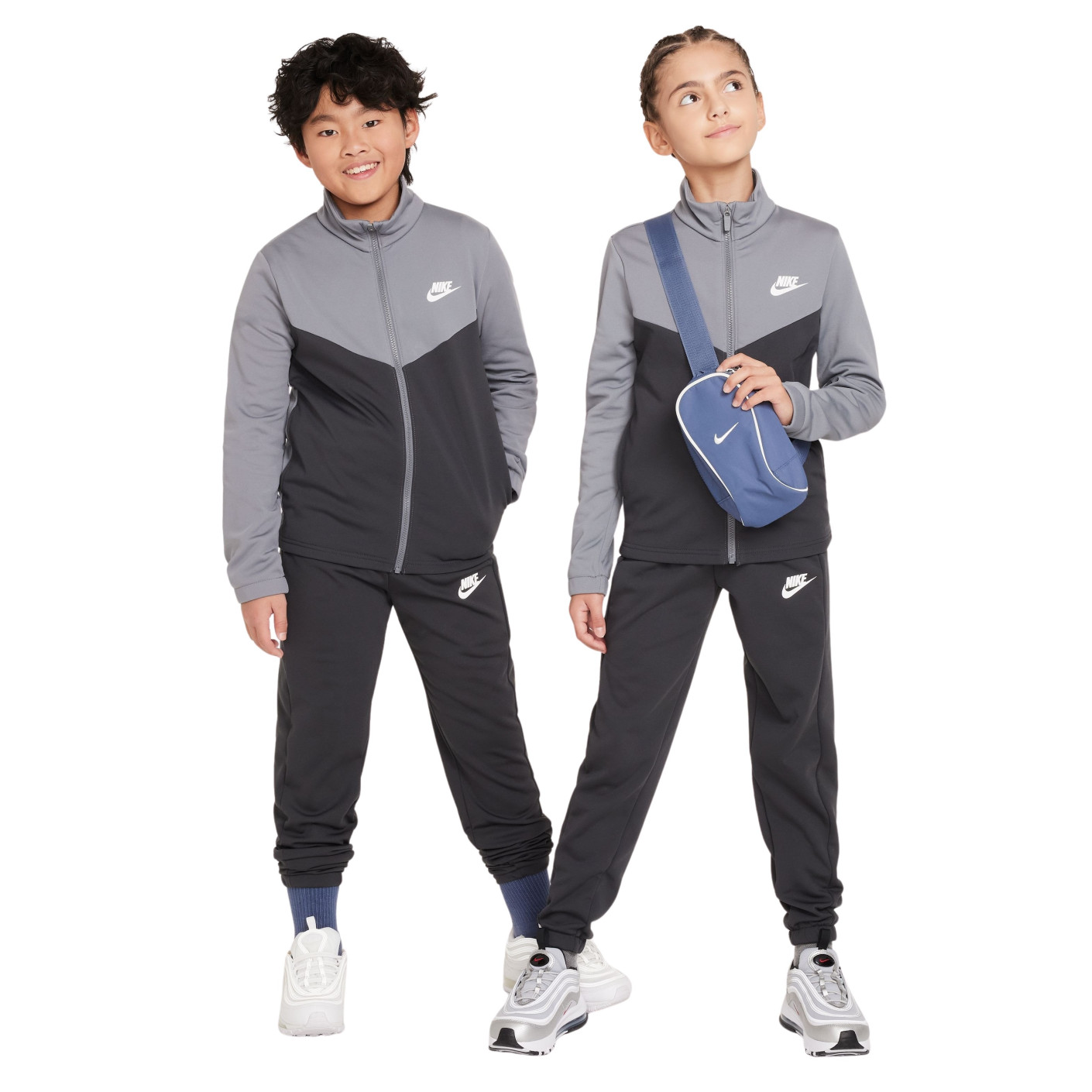 Nike Sportswear Full Zip Tracksuit Kids Dark Grey Grey White KNVBshop