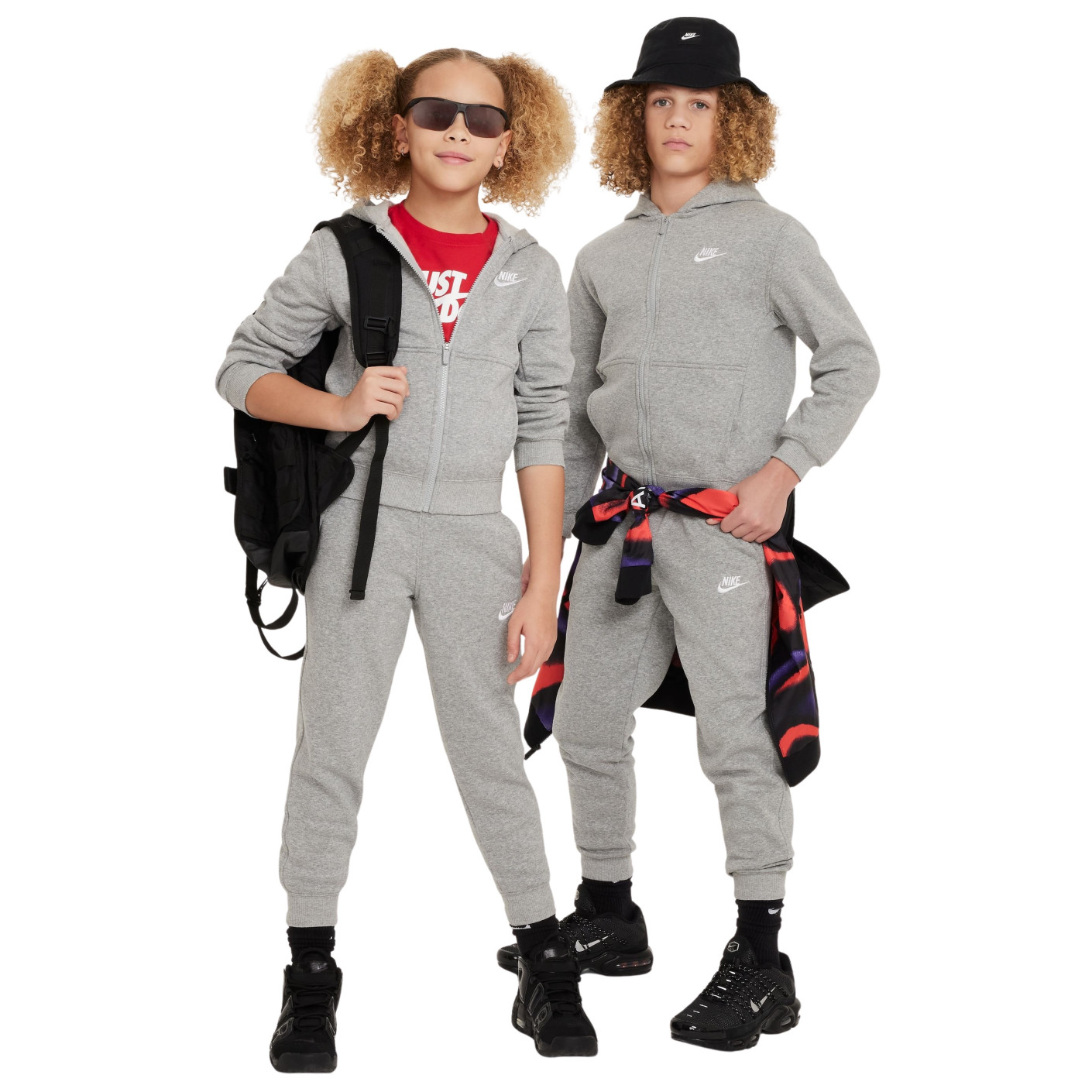 Nike Sportswear Club Fleece Tracksuit Full-Zip Hooded Kids Light Grey White