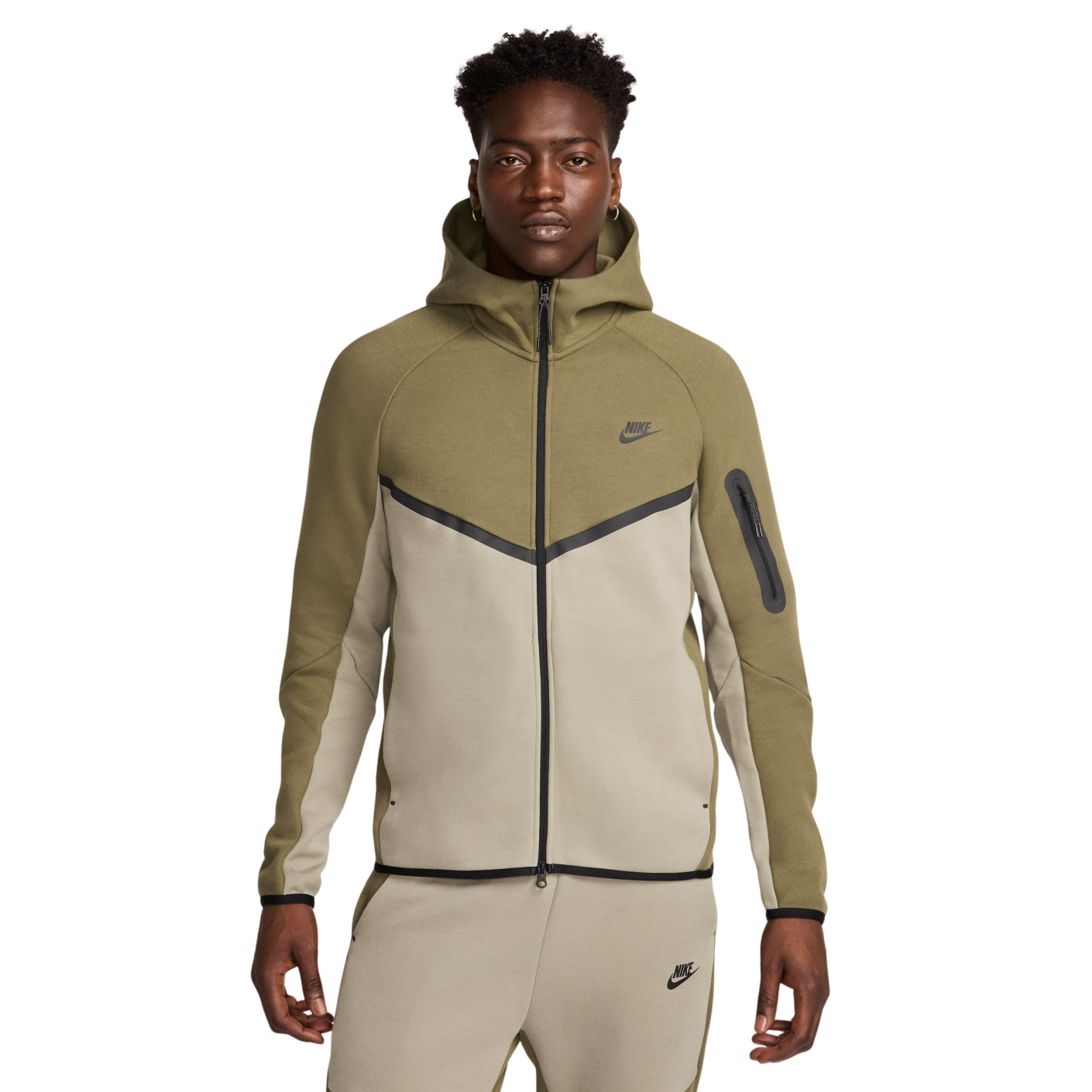 Nike Tech Fleece Vest Sportswear Olijfgroen Grijs Zwart