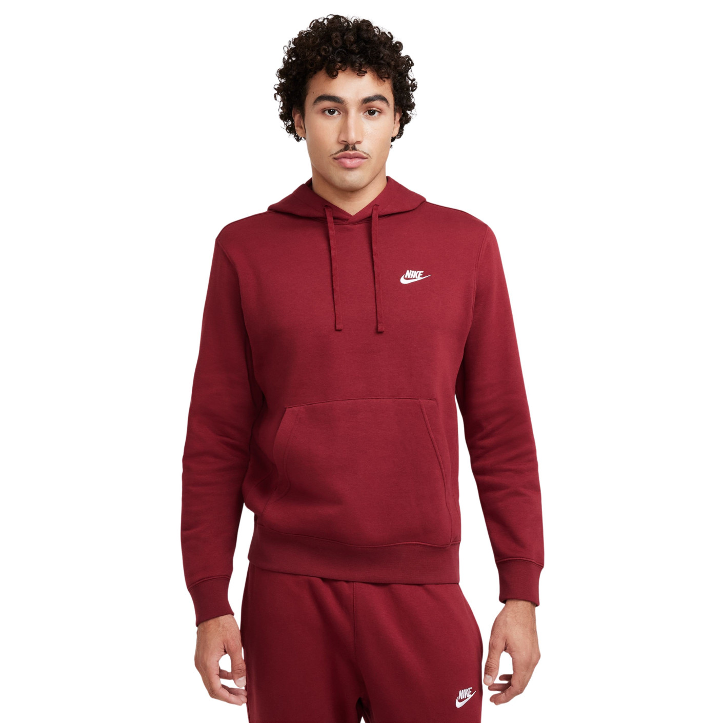 Nike Sportswear Club Hoodie Fleece Dark Red White