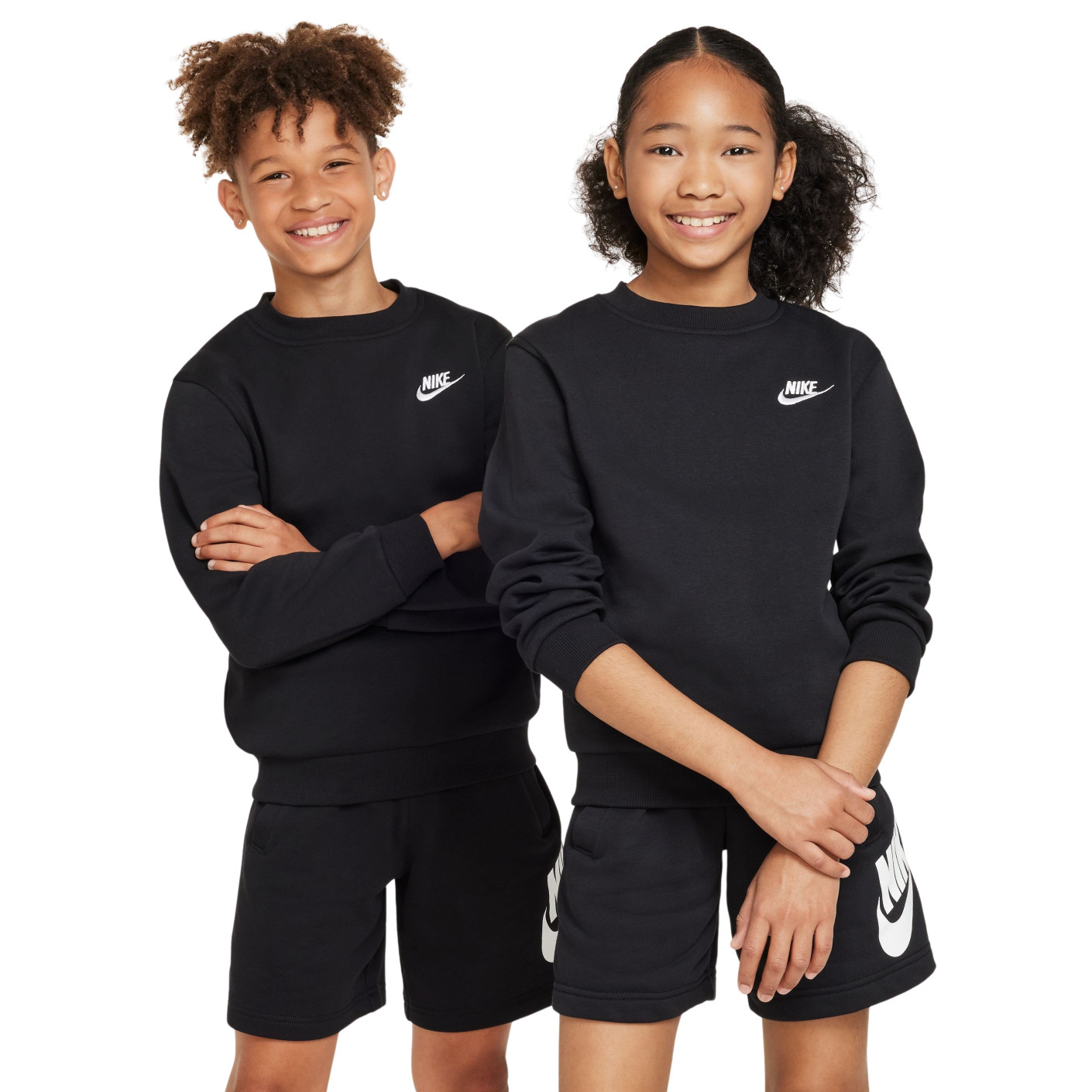Nike Sportswear Club Crew Sweater Fleece Kids Zwart Wit