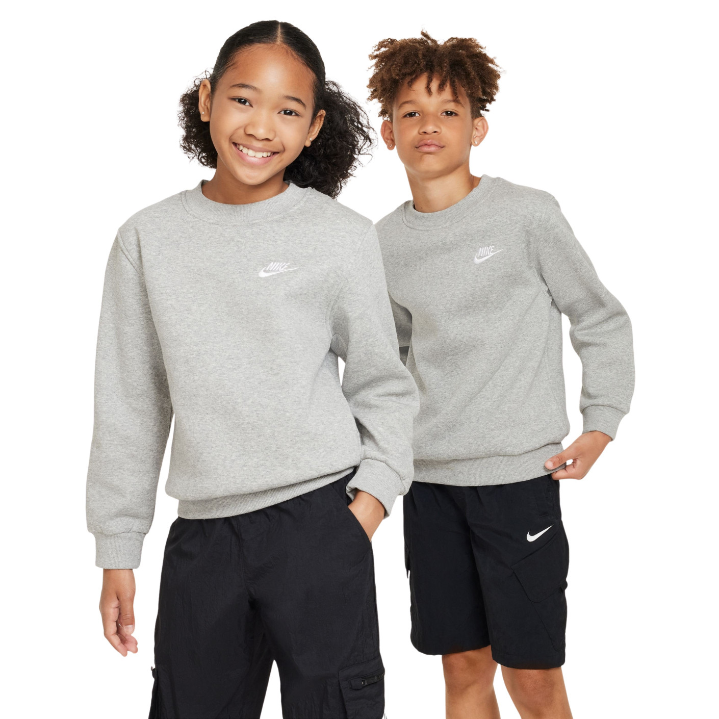 Nike Sportswear Club Fleece Crew Sweater Kids Light Grey White