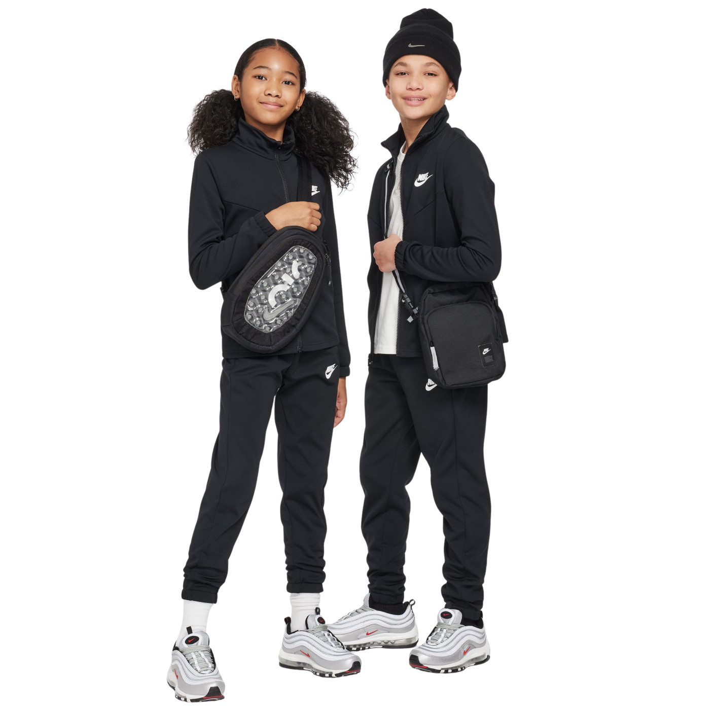 Nike Sportswear Full Zip Tracksuit Kids Black White KNVBshop