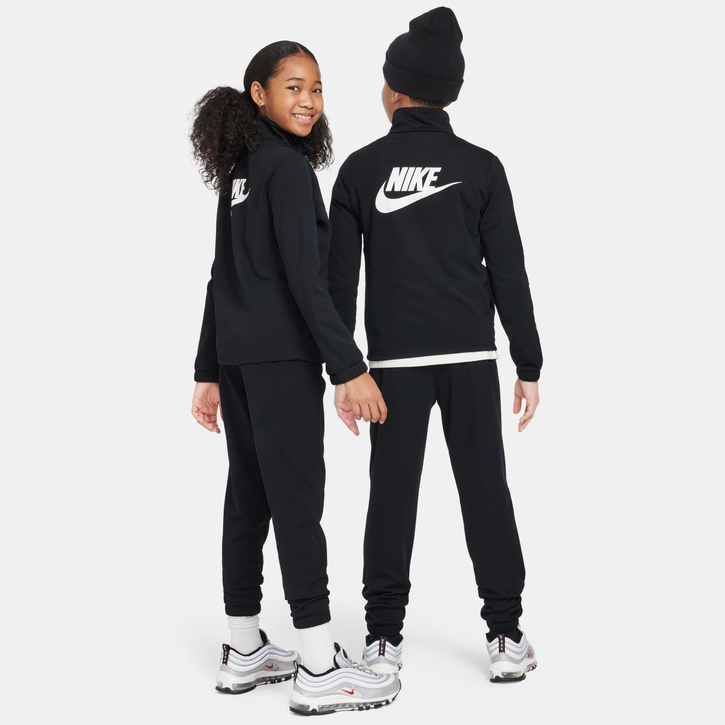 Nike Sportswear Full Zip Tracksuit Kids Black White KNVBshop