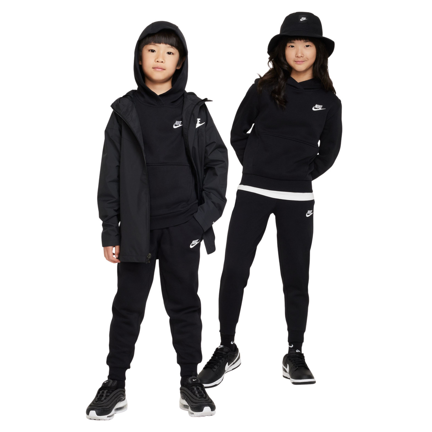 Nike Sportswear Club Hoodie Fleece Trainingspak Kids Zwart Wit