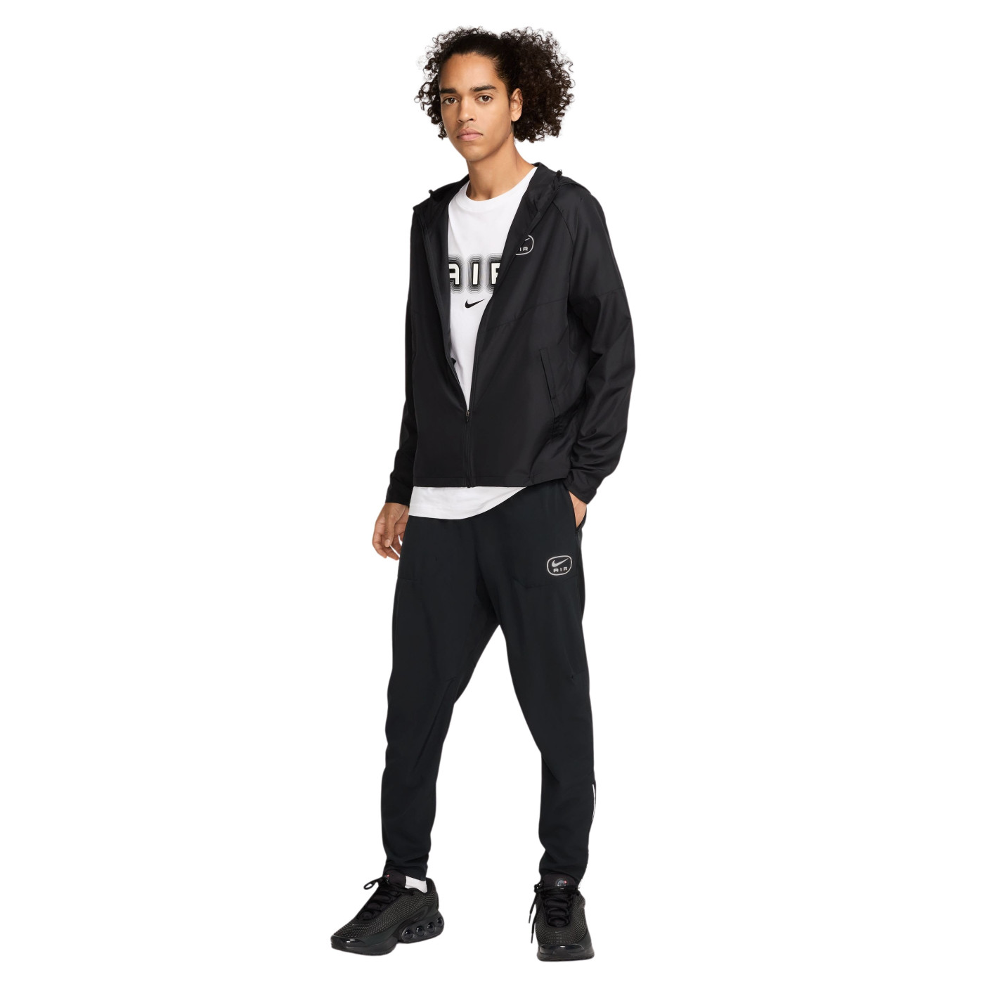Nike Air Sportswear Full-Zip Woven Tracksuit Black Green Silver