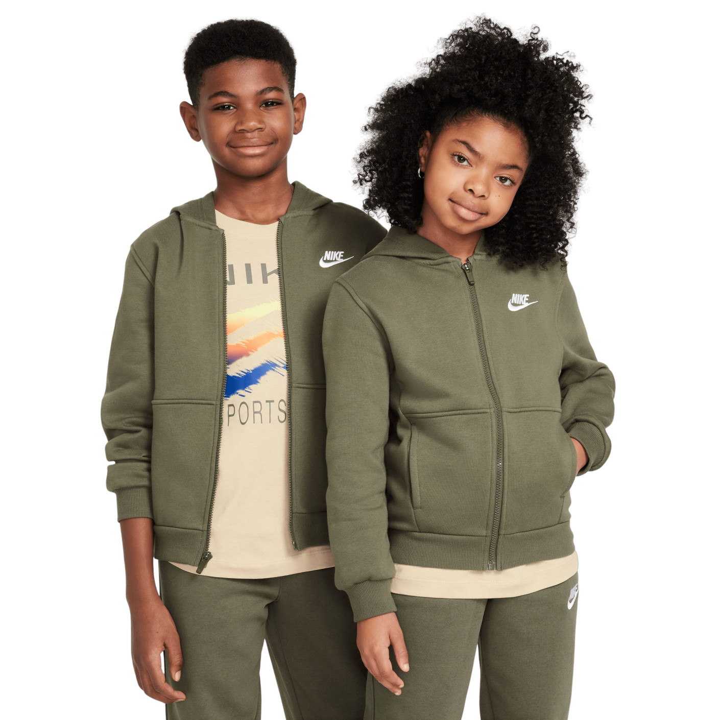 Nike Sportswear Club Vest Fleece Kids Olijfgroen Wit