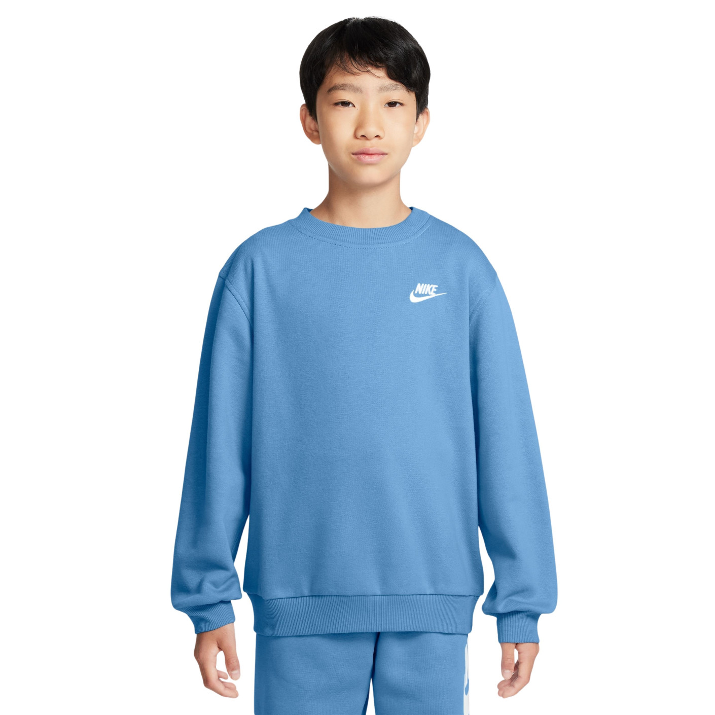 Nike Sportswear Club Crew Sweater Fleece Kids Blauw Wit