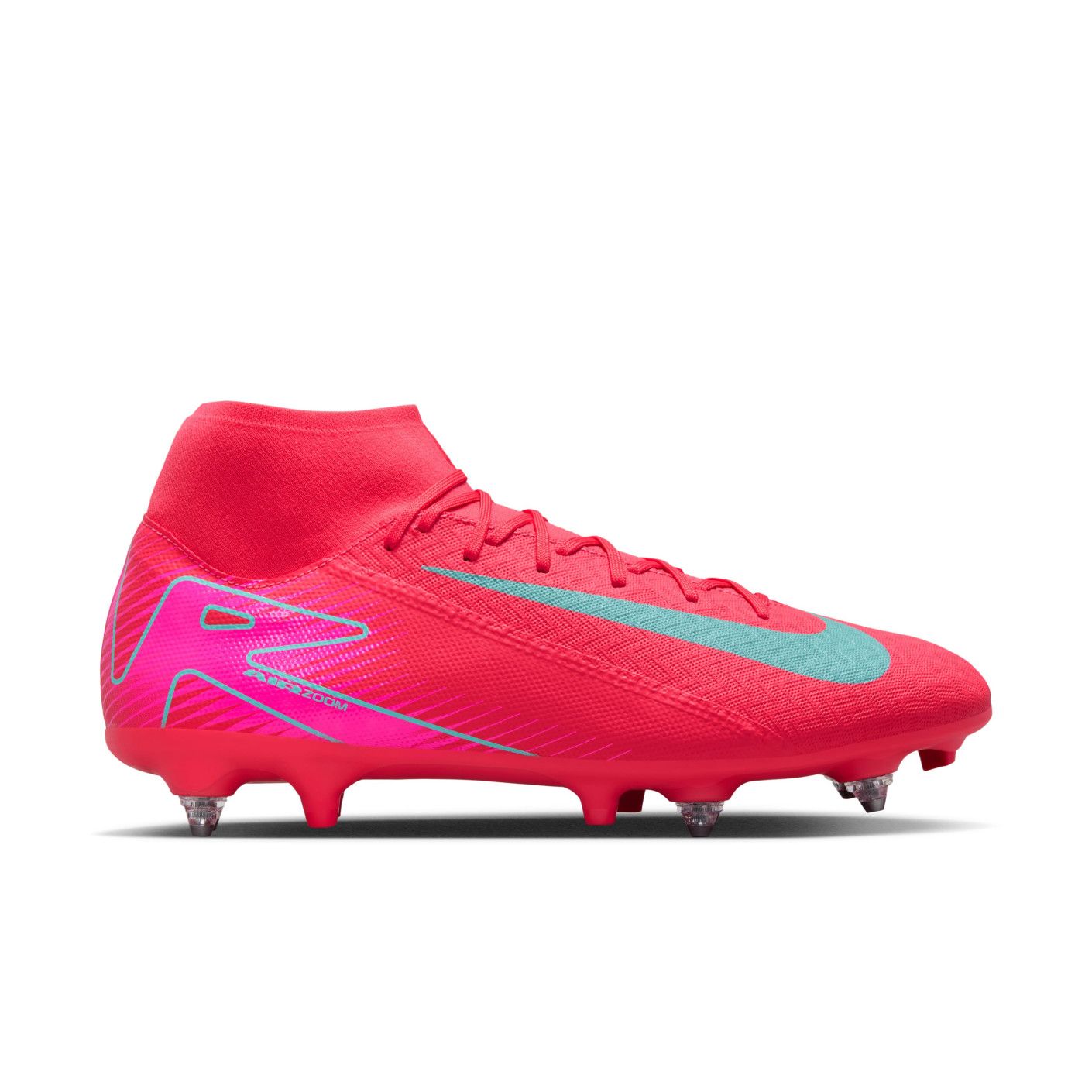 Nike Zoom Mercurial Superfly Academy 10 IJzeren-Nop Voetbalschoenen (SG) Anti-Clog Rood Turquoise Roze