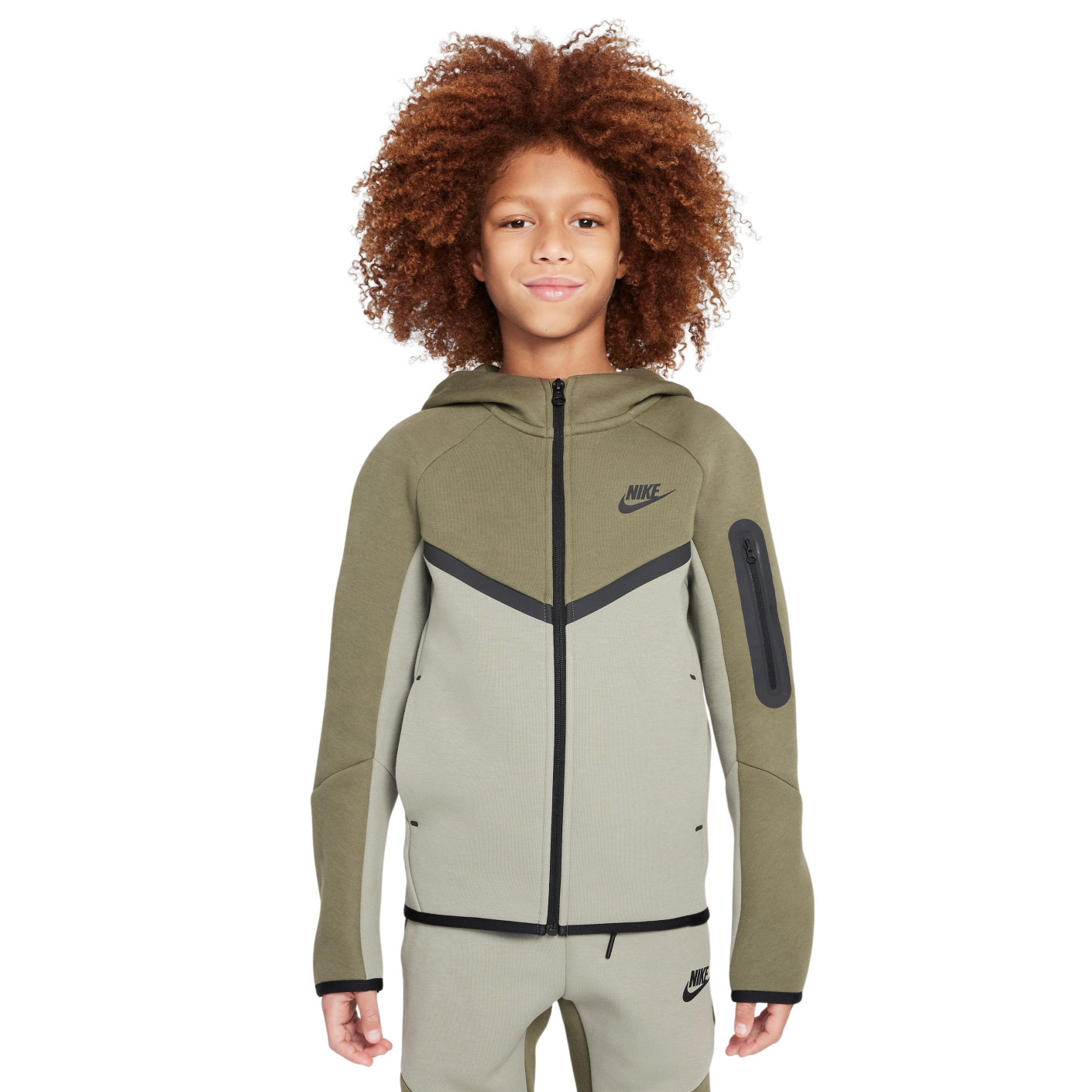 Nike Tech Fleece Vest Sportswear Kids Olive Green Grey Black
