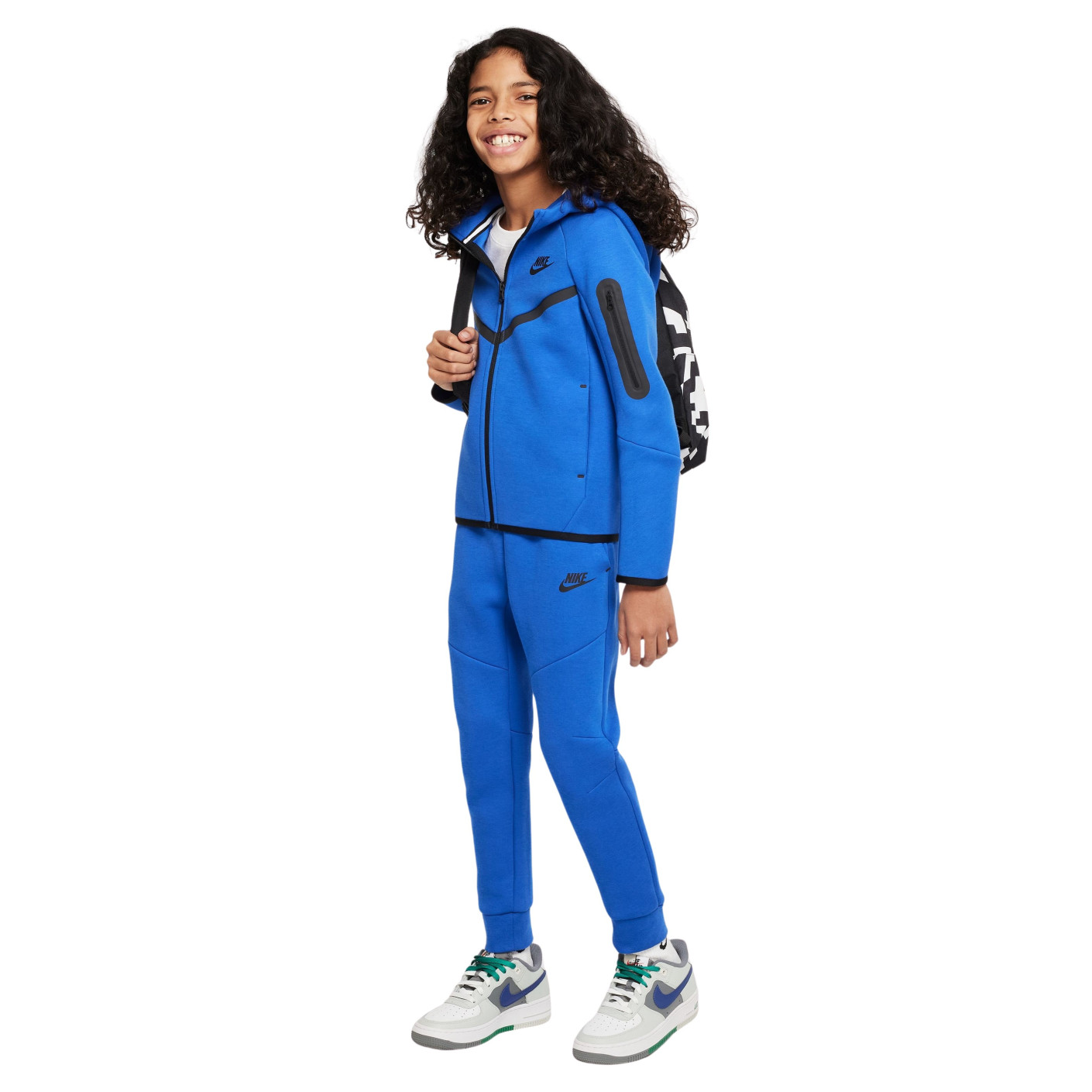 Nike Tech Fleece Trainingspak Sportswear Kids Blauw Zwart