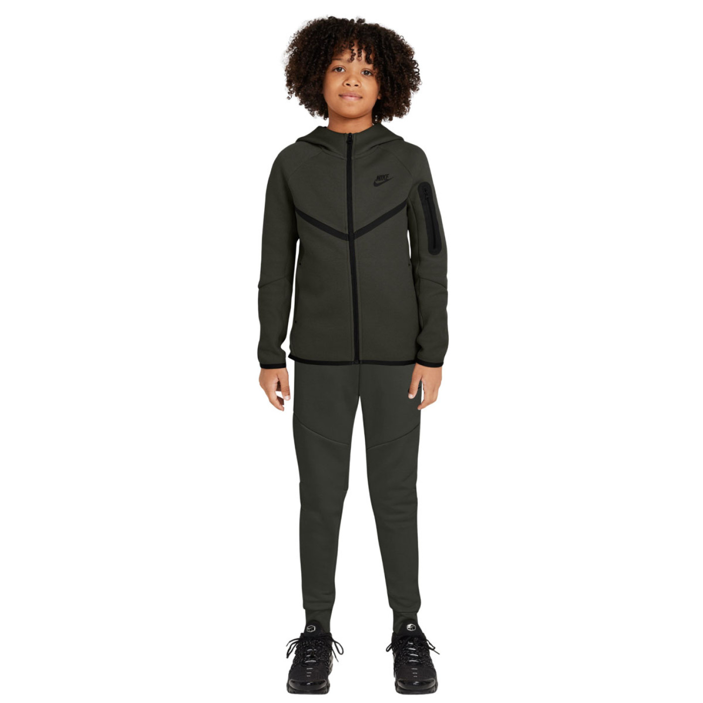 Nike Tech Fleece Trainingspak Sportswear Kids Donkergroen Zwart
