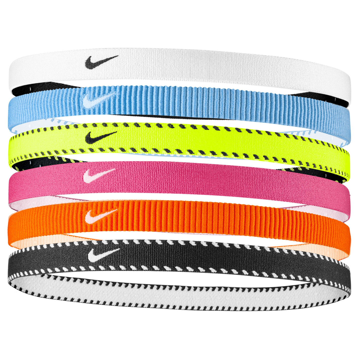 Nike Classic Flex Hair bands 6-Pack Kids Neon Yellow Pink White