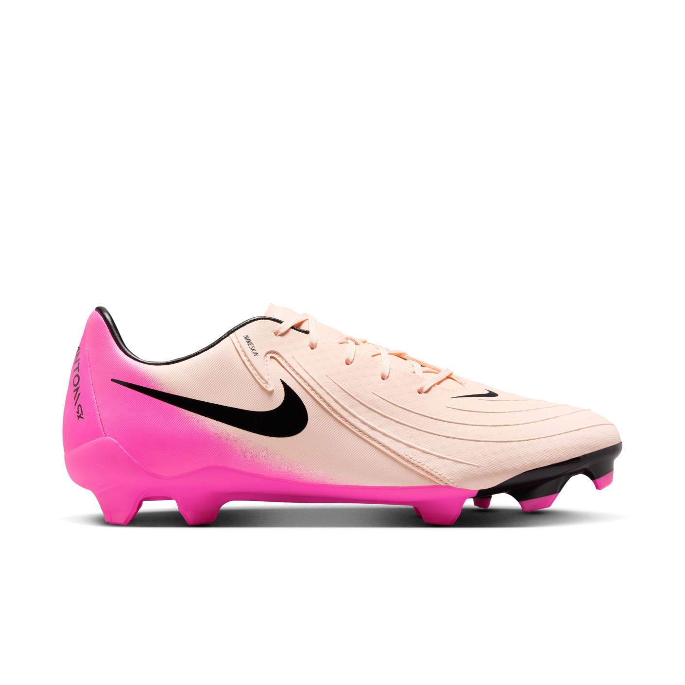 Nike Phantom GX Academy II Gras / Kunstgras Voetbalschoenen (MG) Zalmroze Felroze Zwart