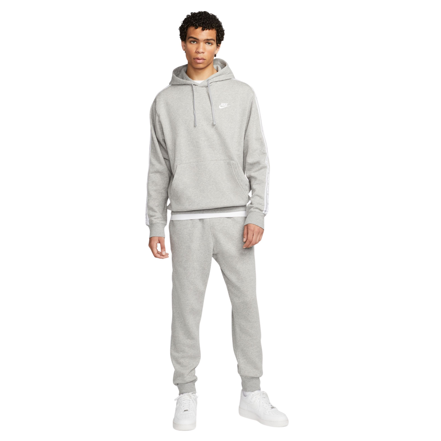 Nike Club Fleece Tracksuit Hooded Light Grey White